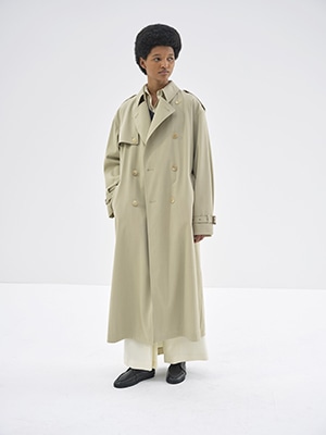 WOOL CAVARLY TWILL LAMINATE TRENCH COAT