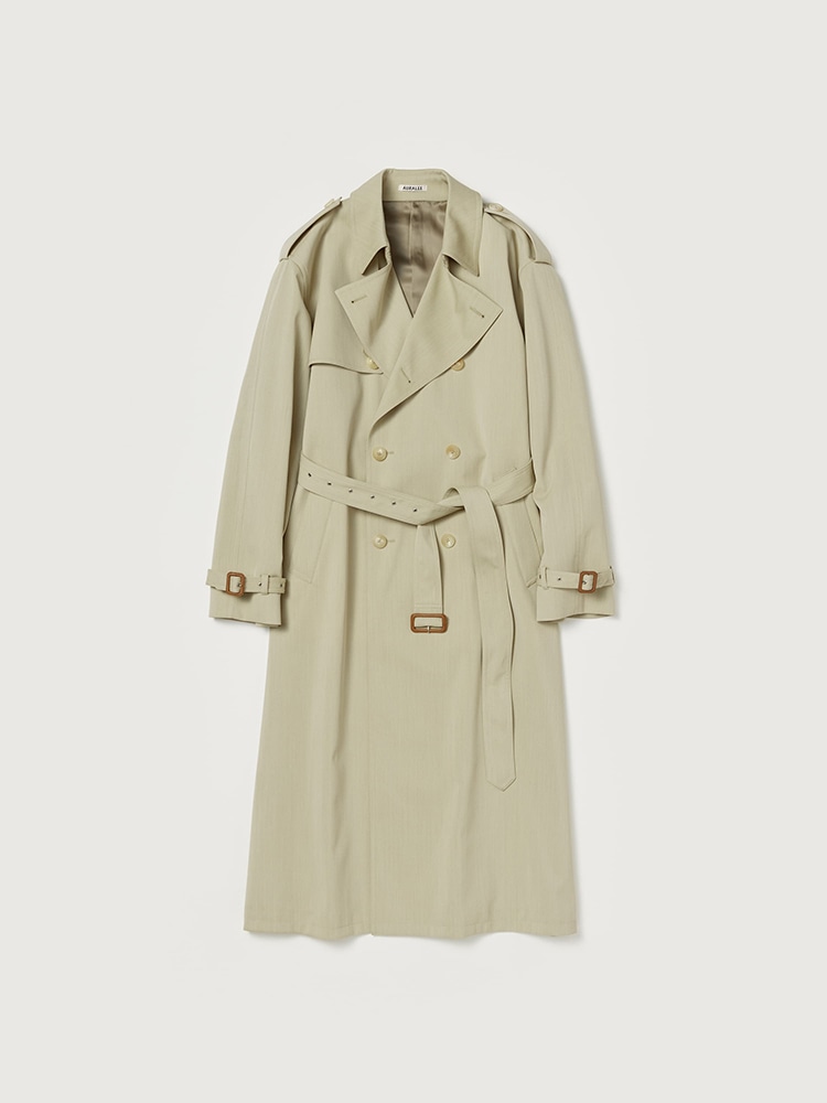 WOOL CAVARLY TWILL LAMINATE TRENCH COAT