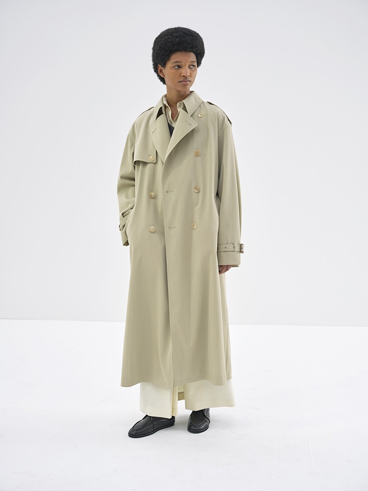 WOOL CAVARLY TWILL LAMINATE TRENCH COAT - AURALEE Official Website