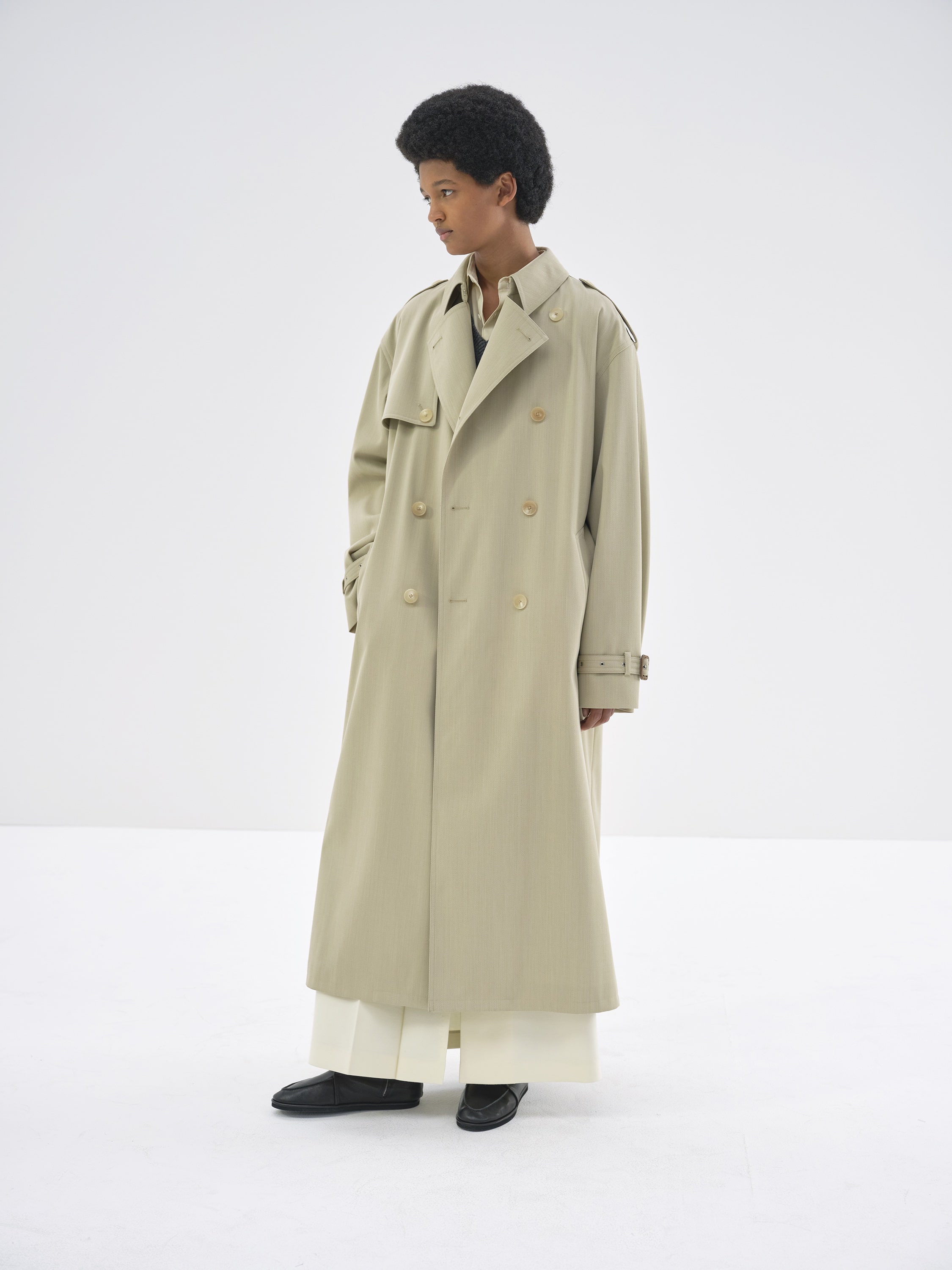 WOOL CAVARLY TWILL LAMINATE TRENCH COAT 詳細画像 LIGHT KHAKI 3