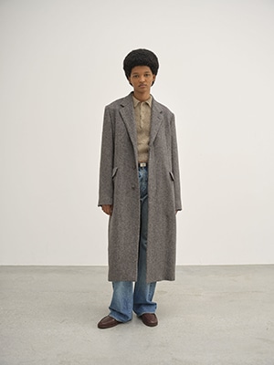 LAMA SHETLAND WOOL TWEED CHESTERFIELD COAT