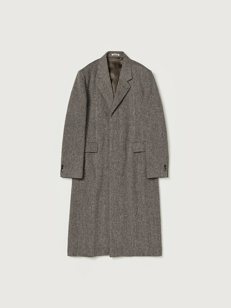 LAMA SHETLAND WOOL TWEED CHESTERFIELD COAT