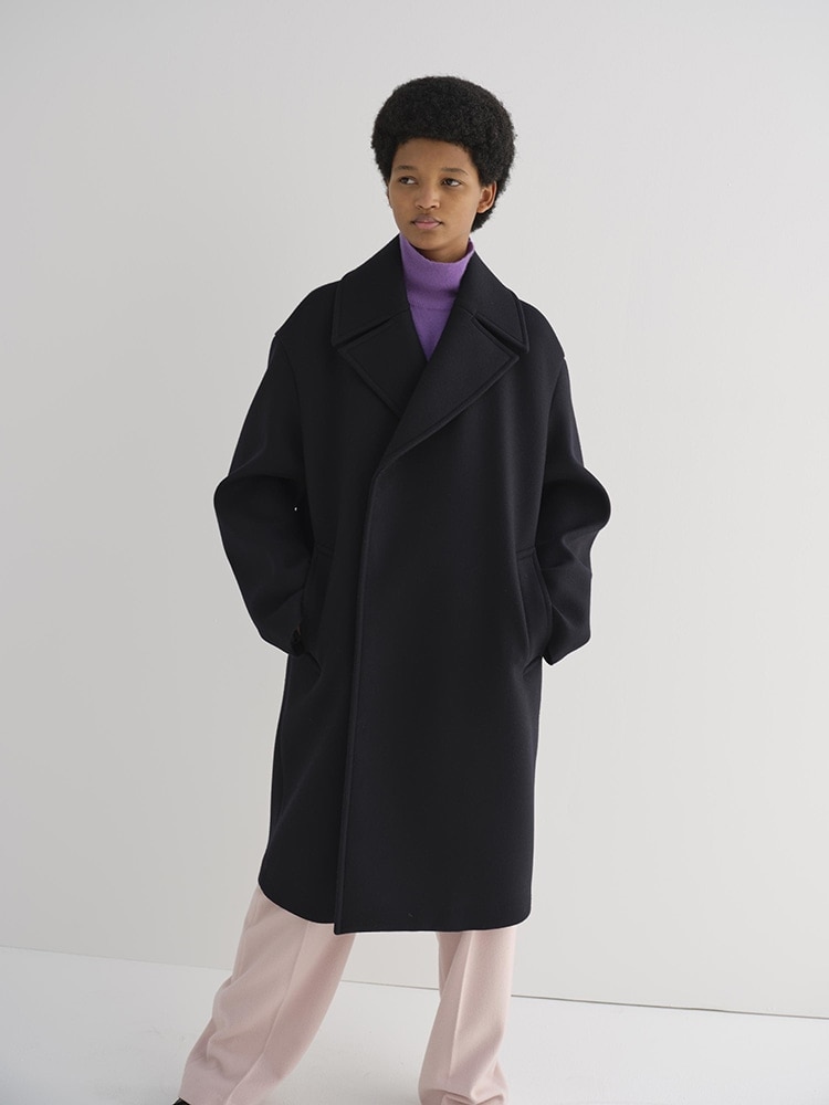 SPONGE WOOL MELTON DOUBLE-BREASTED COAT