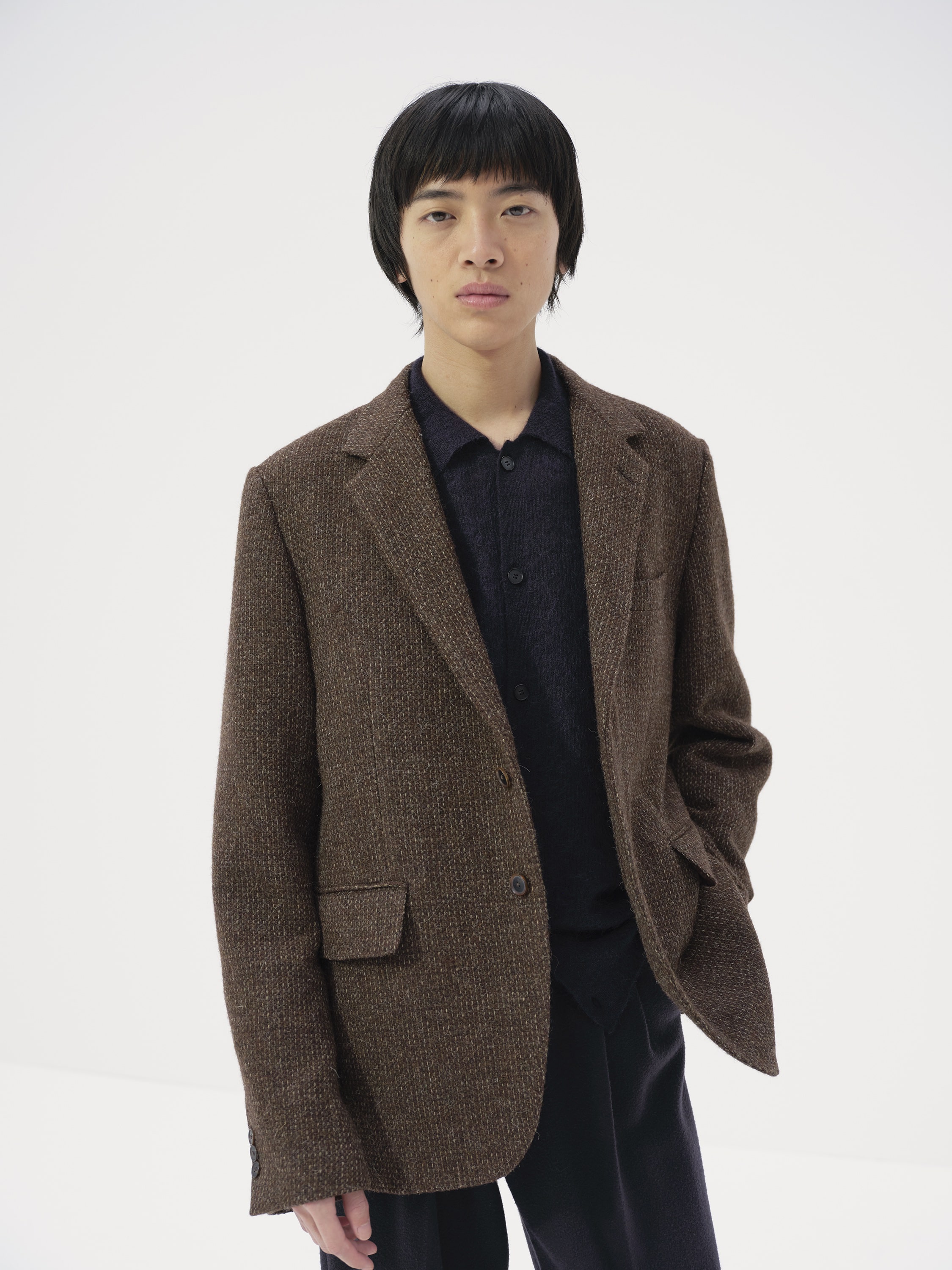 LAMA SHETLAND WOOL TWEED OVER JACKET 詳細画像 BROWN TWEED 3