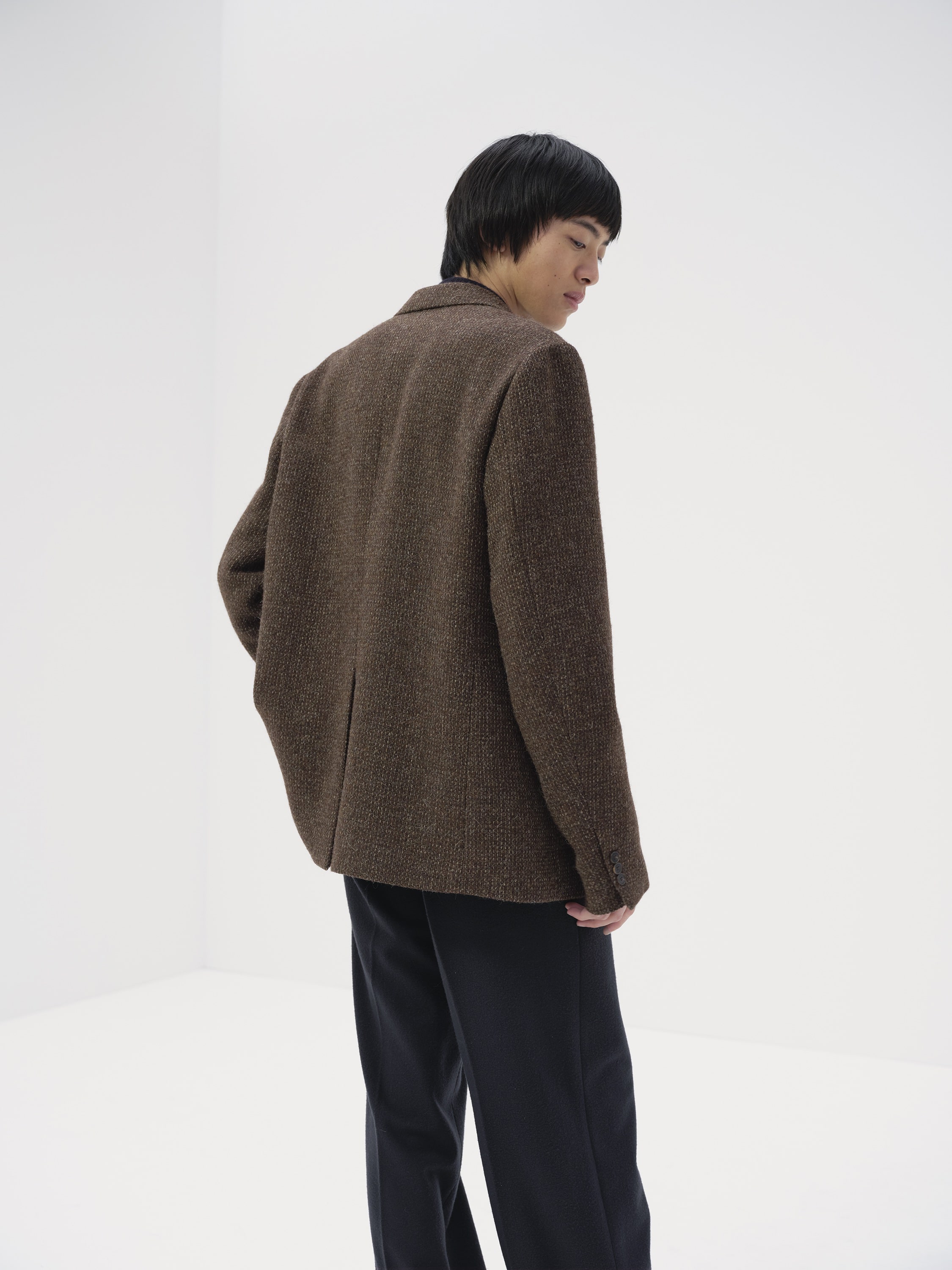 LAMA SHETLAND WOOL TWEED OVER JACKET 詳細画像 BROWN TWEED 4