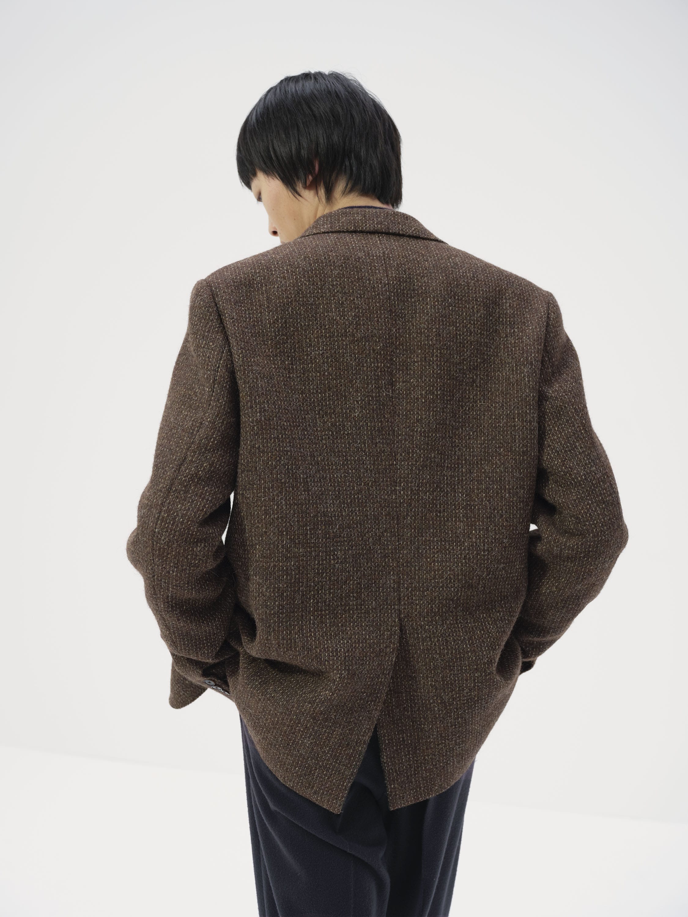 LAMA SHETLAND WOOL TWEED OVER JACKET 詳細画像 BROWN TWEED 5