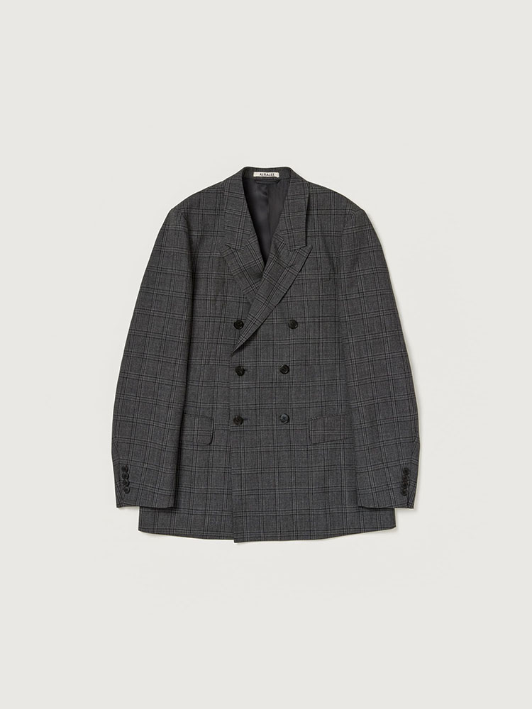 BLUEFACED WOOL CHECK DOUBLE-BREASTED JACKET