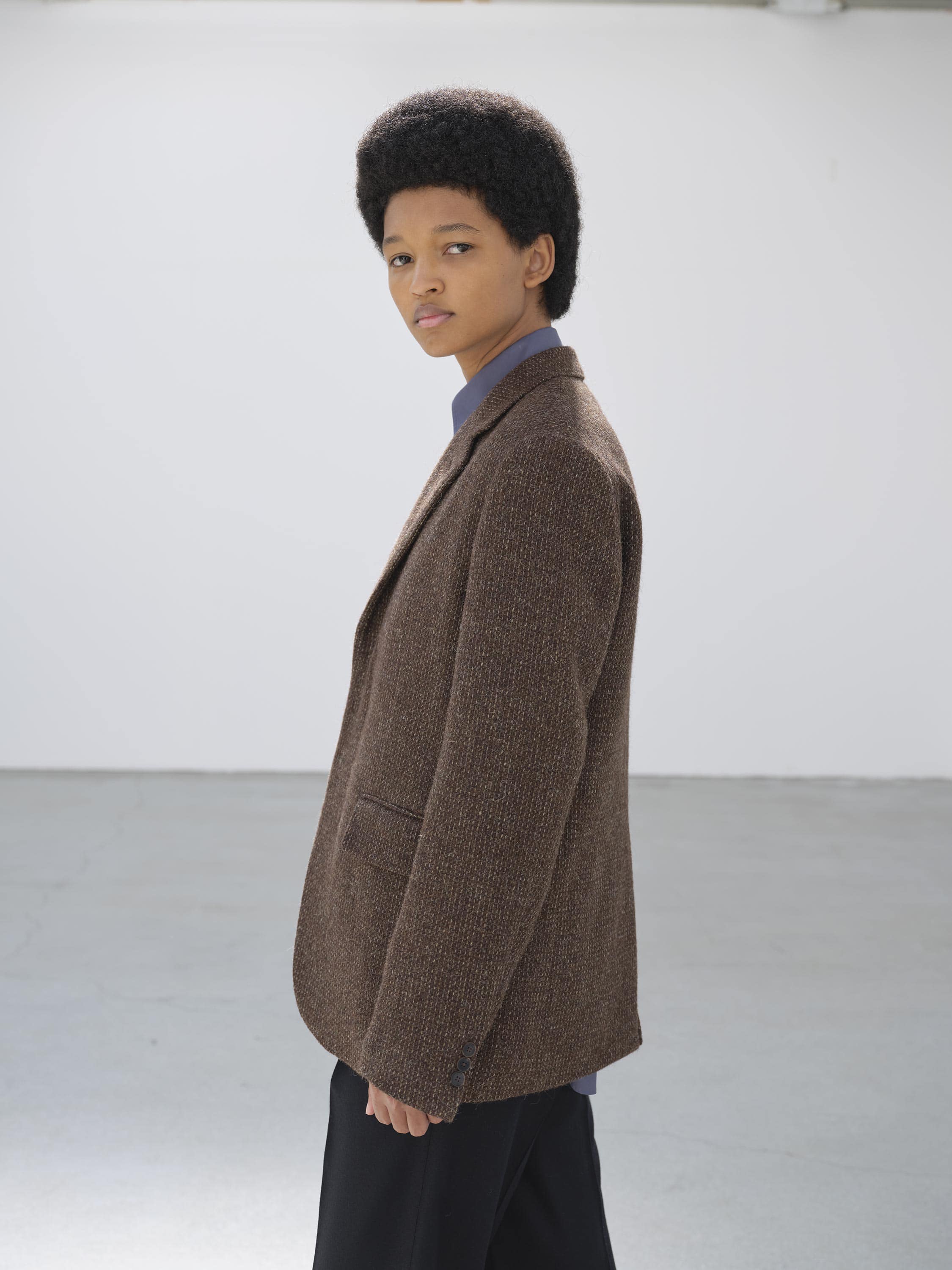 LAMA SHETLAND WOOL TWEED OVER JACKET 詳細画像 BROWN TWEED 3