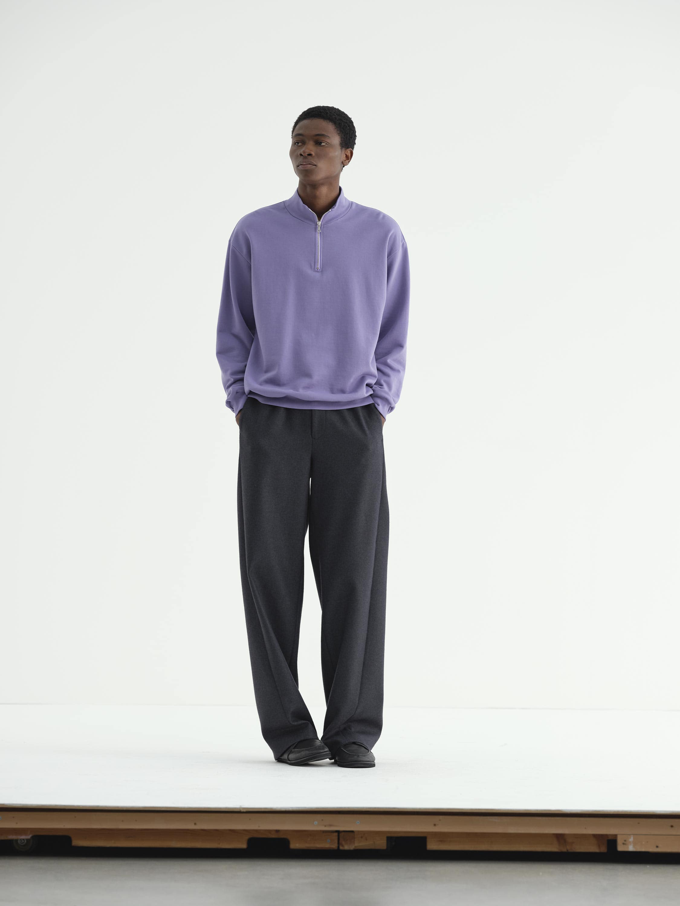 ELASTIC HIGH GAUGE SWEAT HALF ZIP P/O 詳細画像 PURPLE 1