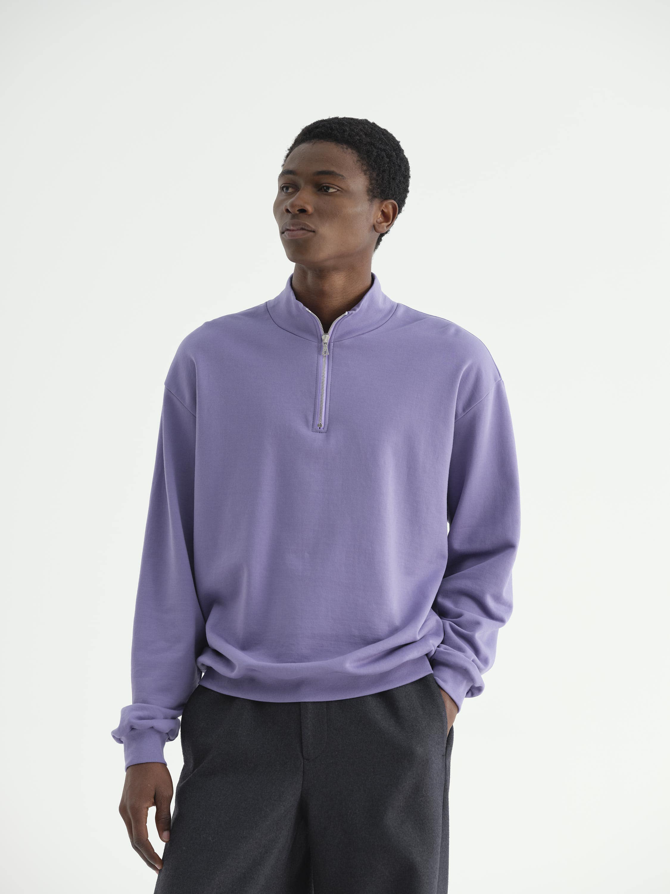 ELASTIC HIGH GAUGE SWEAT HALF ZIP P/O 詳細画像 PURPLE 2