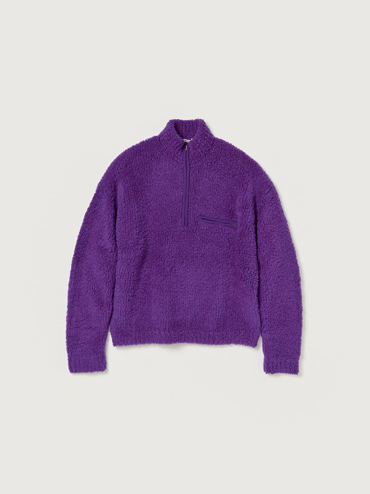 MERINO WOOL BOA KNIT HALF ZIP P/O