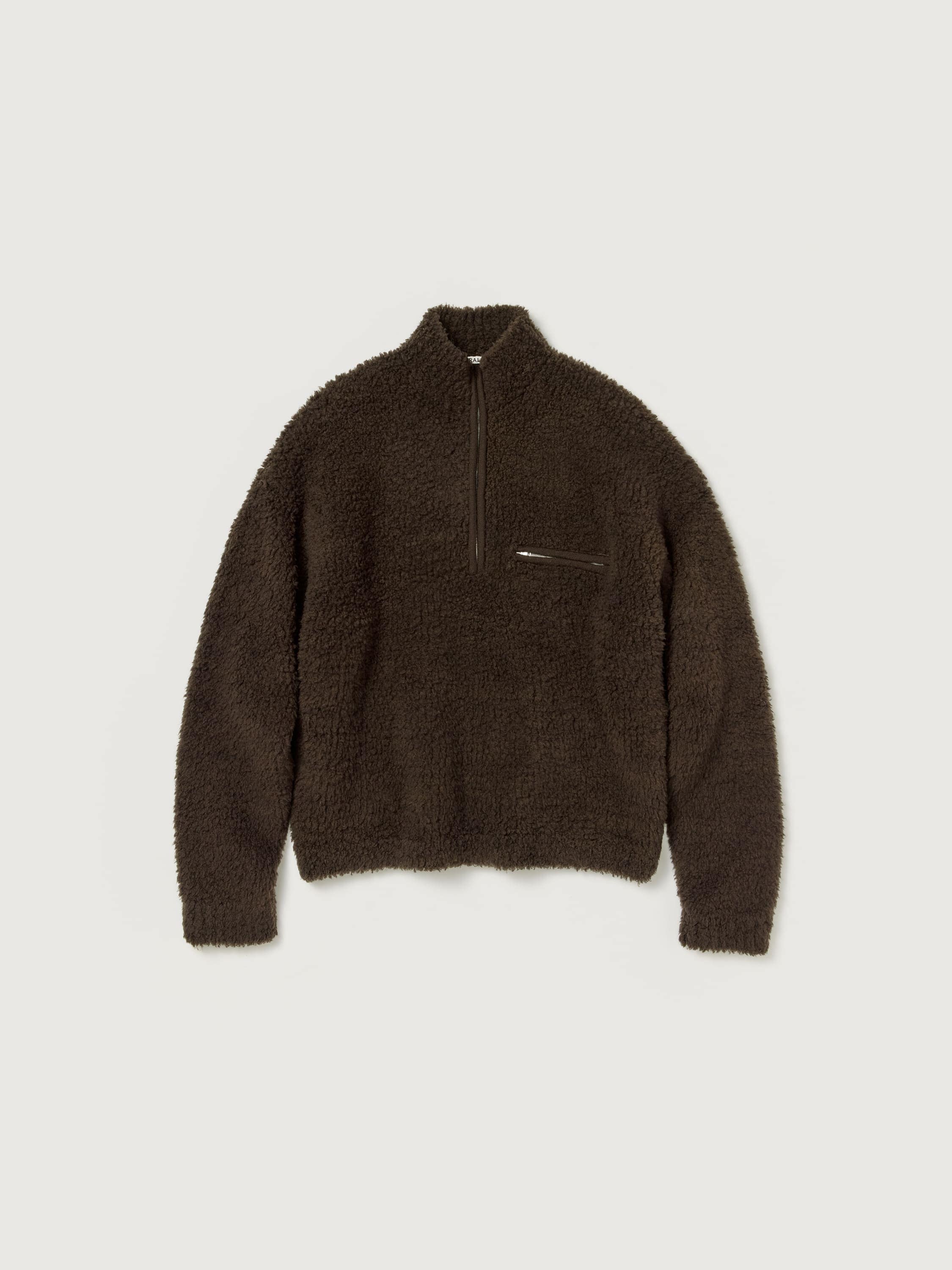 MERINO WOOL BOA KNIT HALF ZIP P/O 詳細画像 DARK BROWN 1