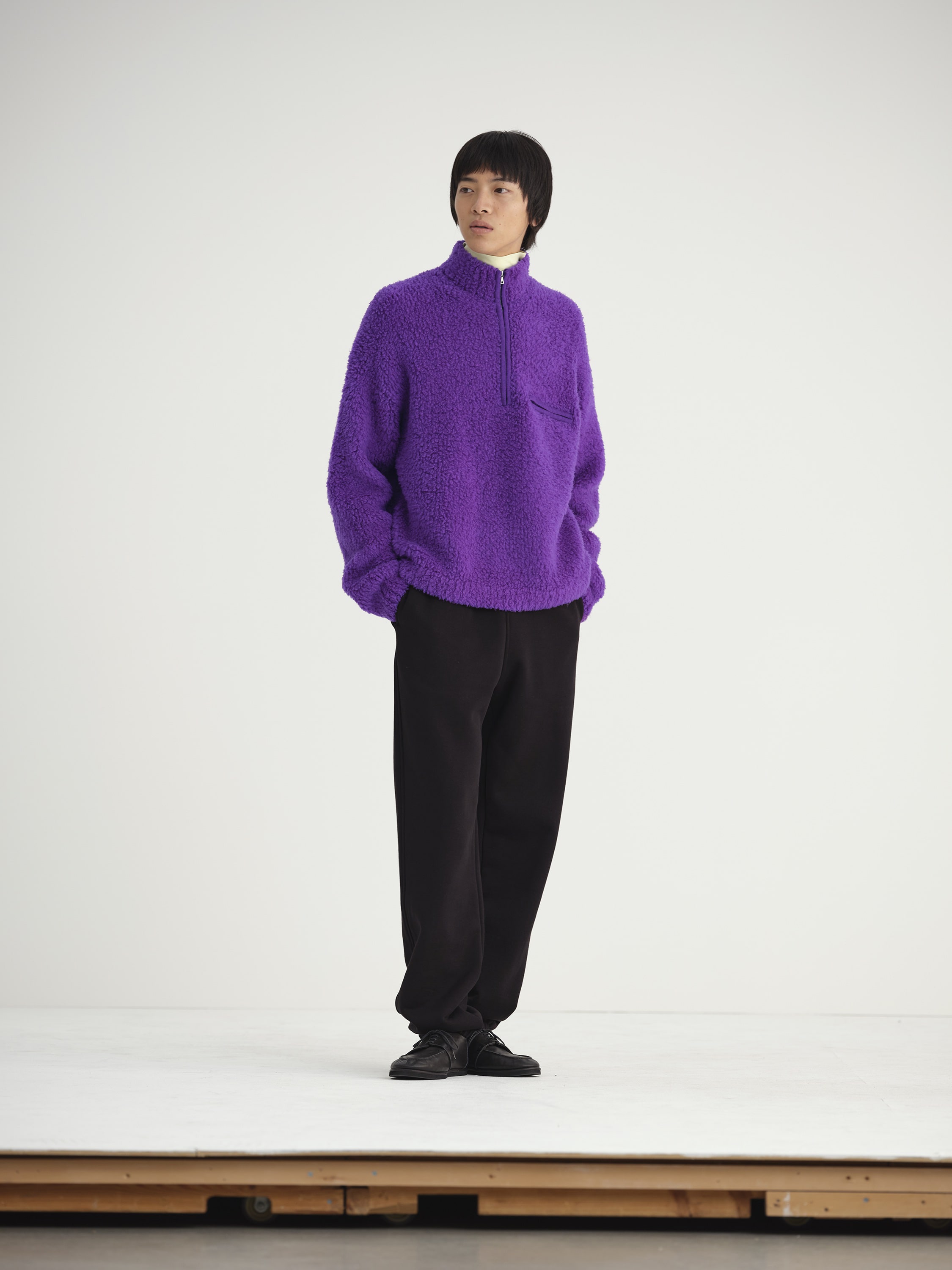 MERINO WOOL BOA KNIT HALF ZIP P/O 詳細画像 PURPLE 2