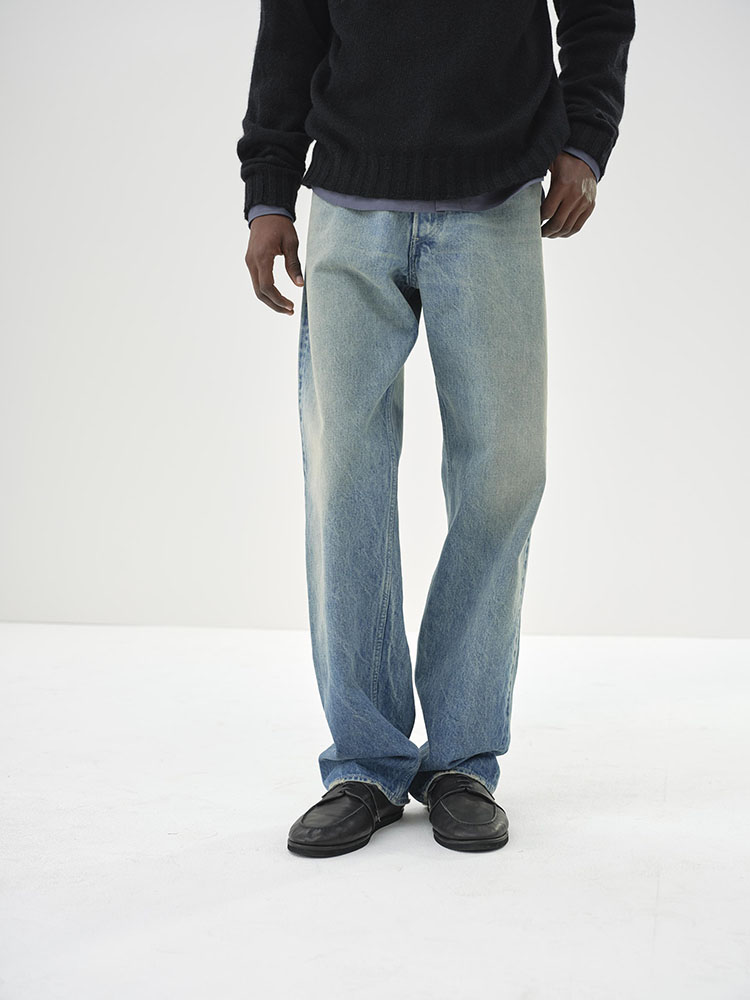 SELVEDGE FADED HEAVY DENIM WIDE PANTS 5