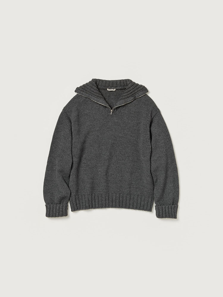 WOOL SOFT CORD KNIT HALF ZIP P/O