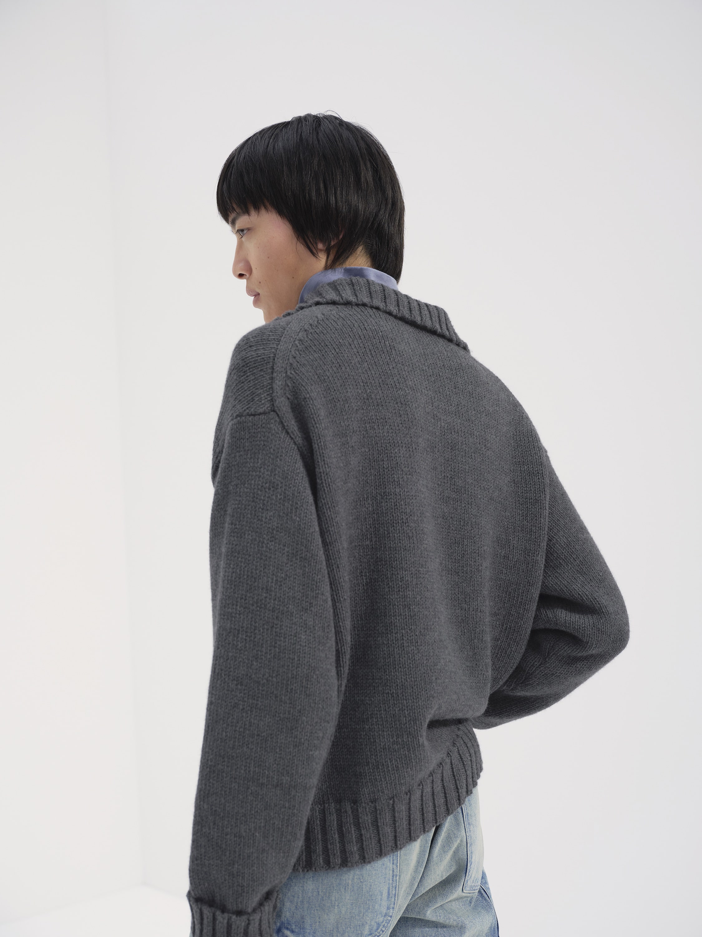 WOOL SOFT CORD KNIT HALF ZIP P/O 詳細画像 TOP CHARCOAL 4