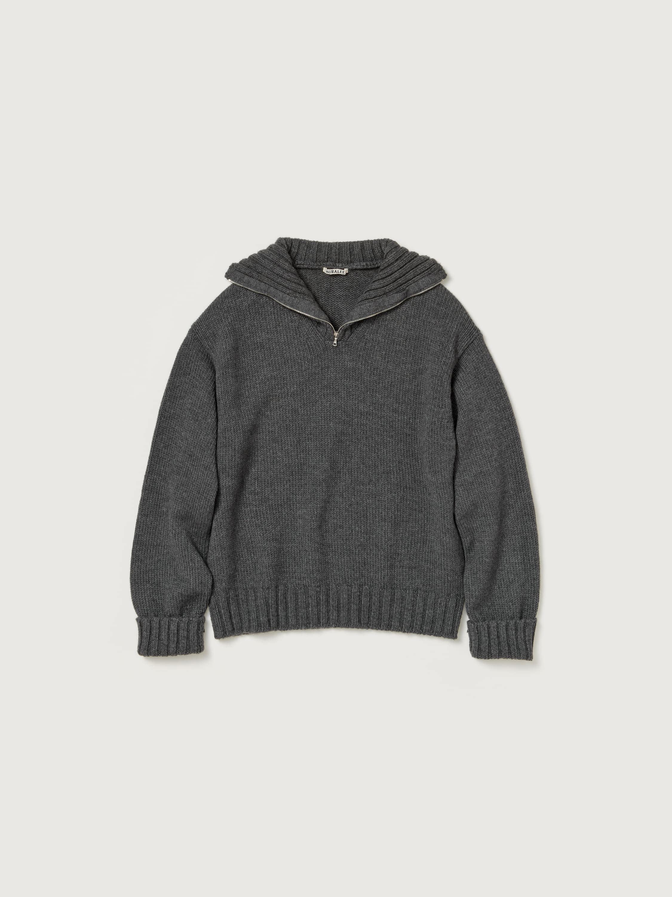 WOOL SOFT CORD KNIT HALF ZIP P/O 詳細画像 TOP CHARCOAL 5