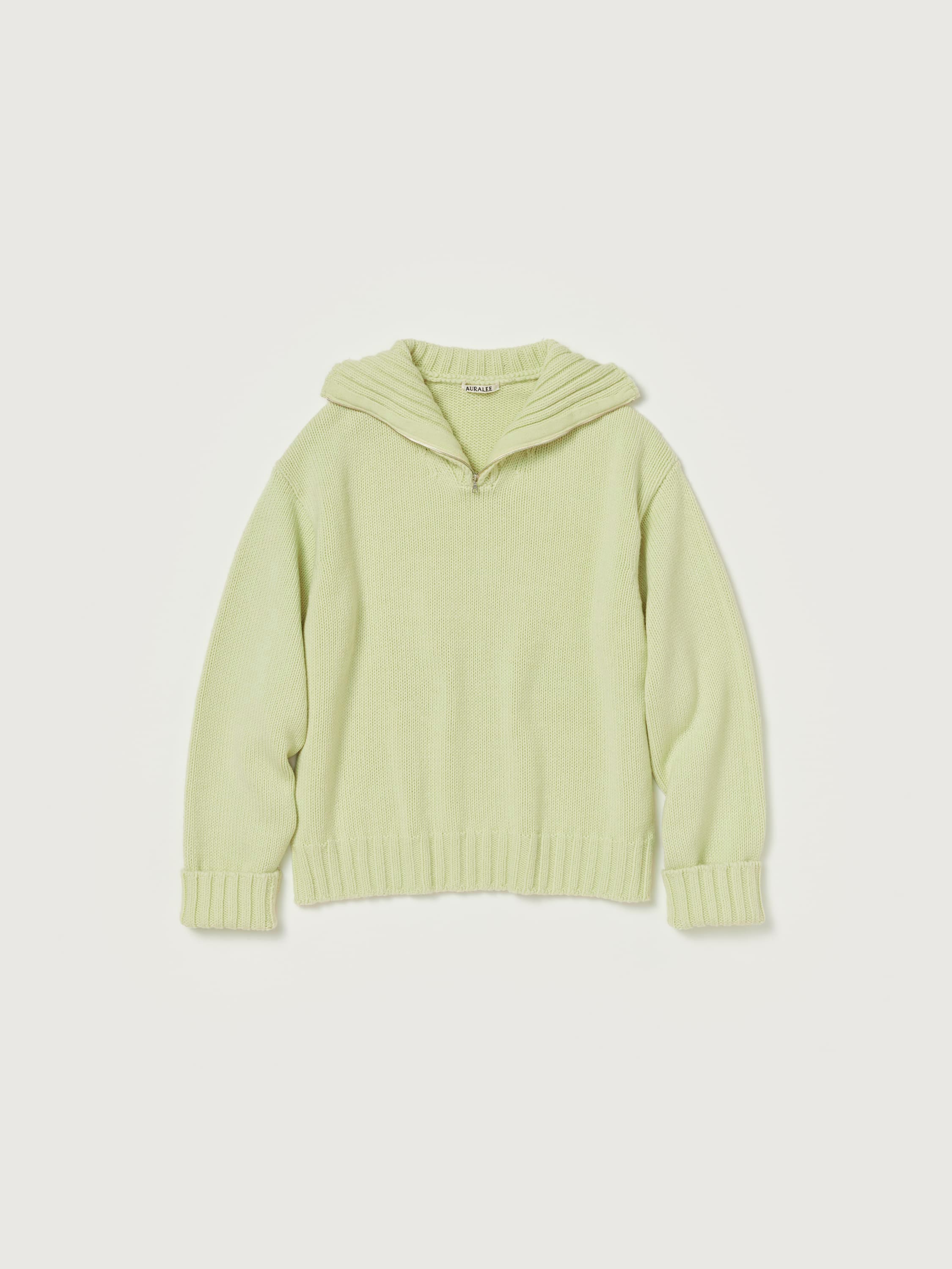 WOOL SOFT CORD KNIT HALF ZIP P/O 詳細画像 LIGHT LIME 1