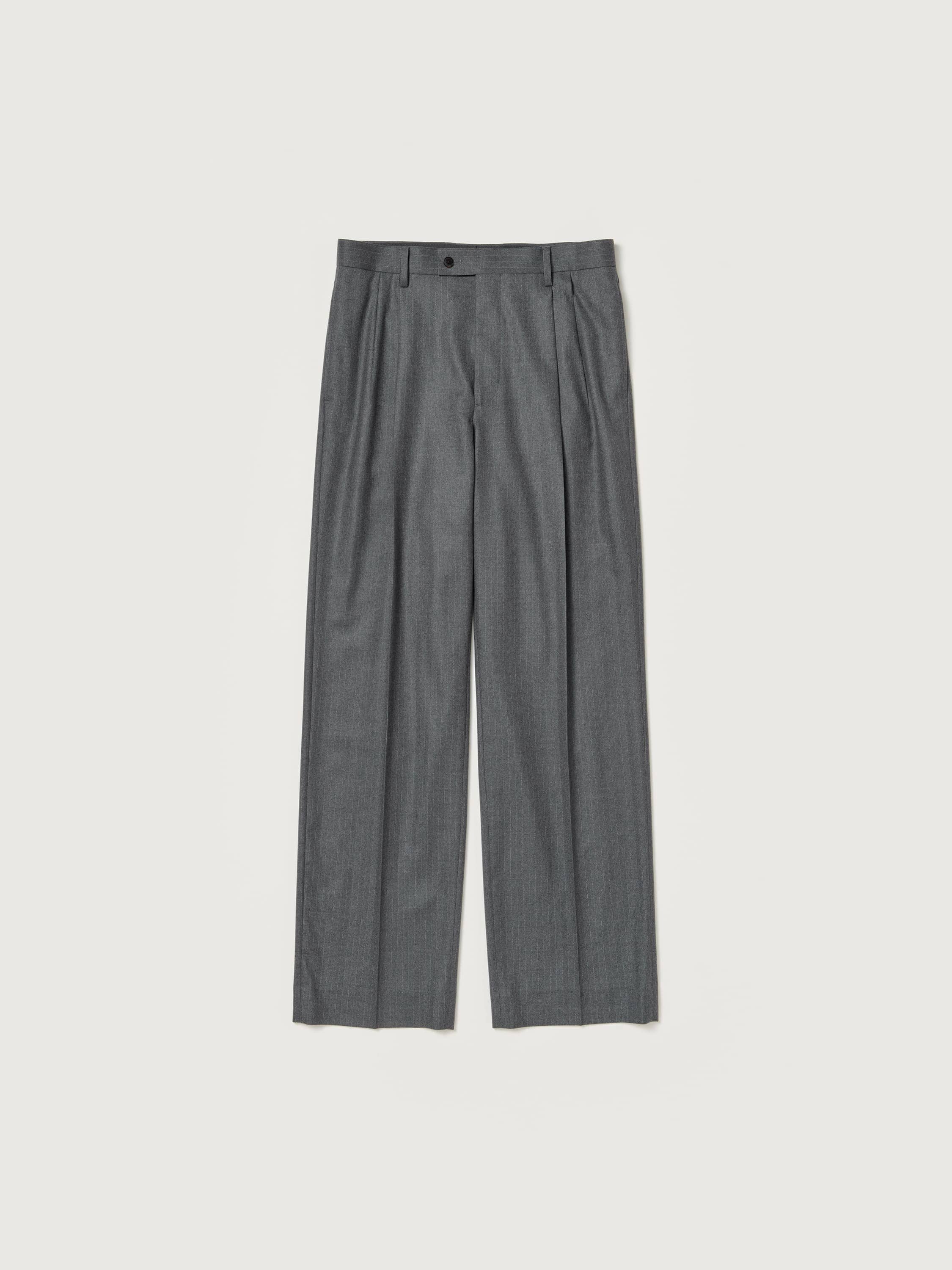 WOOL FULLING FLANNEL STRIPE SLACKS 詳細画像 TOP GRAY 1