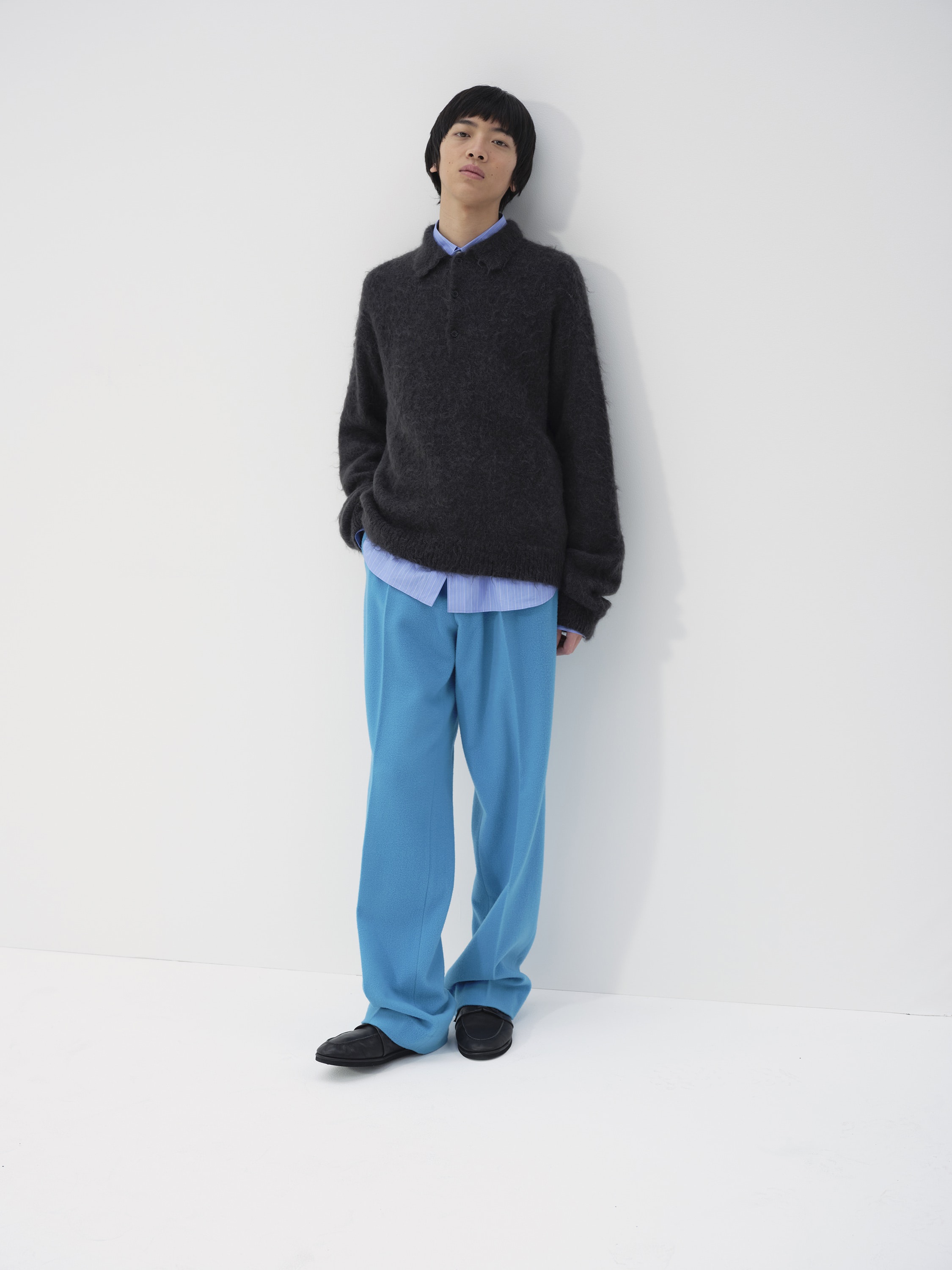 BRUSHED SUPER FINE WOOL FLANNEL SLACKS 詳細画像 LIGHT BLUE 1