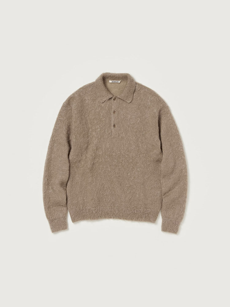 BRUSHED SUPER KID MOHAIR KNIT POLO - AURALEE Official Website