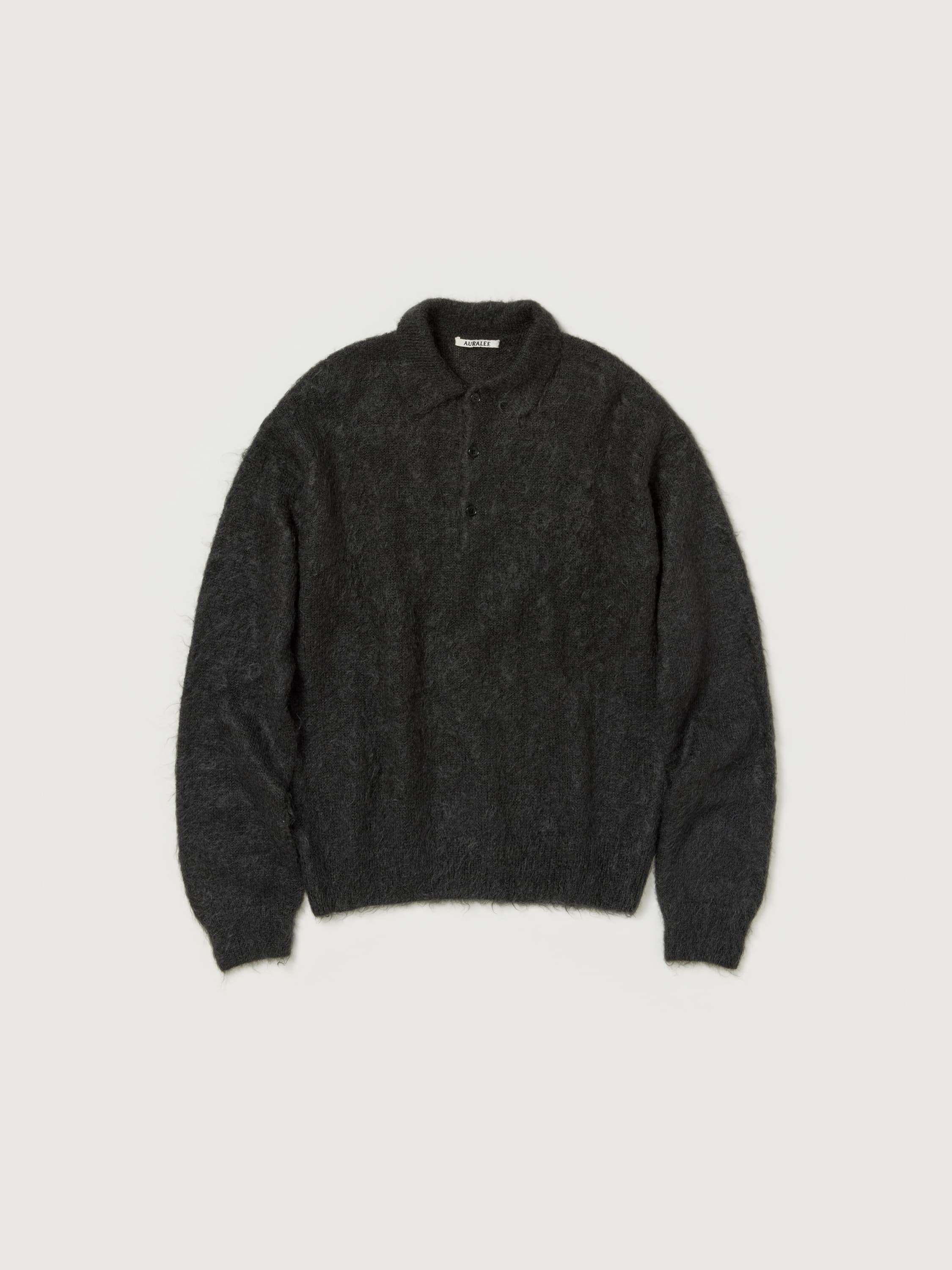 BRUSHED SUPER KID MOHAIR KNIT POLO 詳細画像 INK BLACK 5