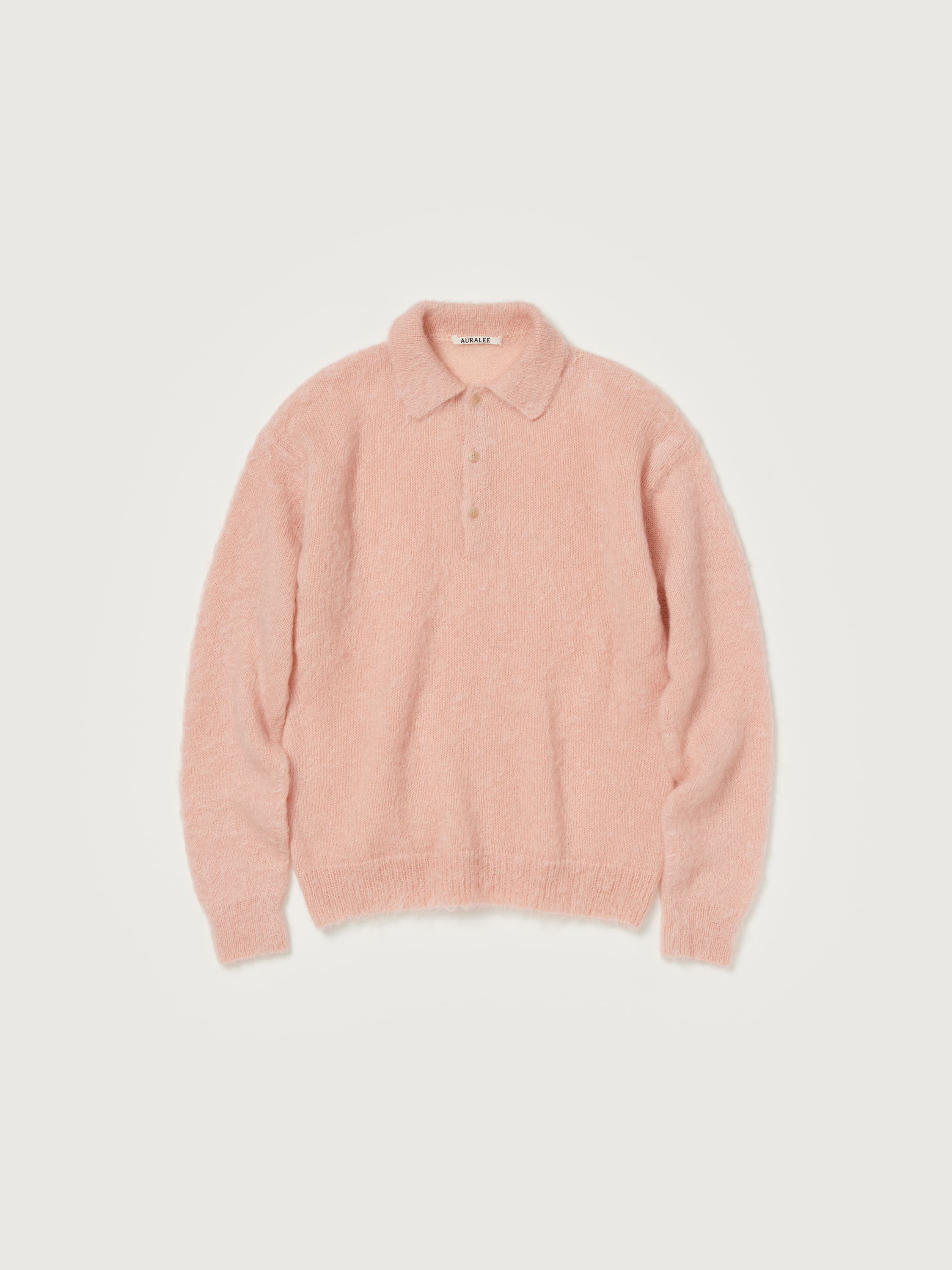 BRUSHED SUPER KID MOHAIR KNIT POLO 詳細画像 PINK BEIGE 1