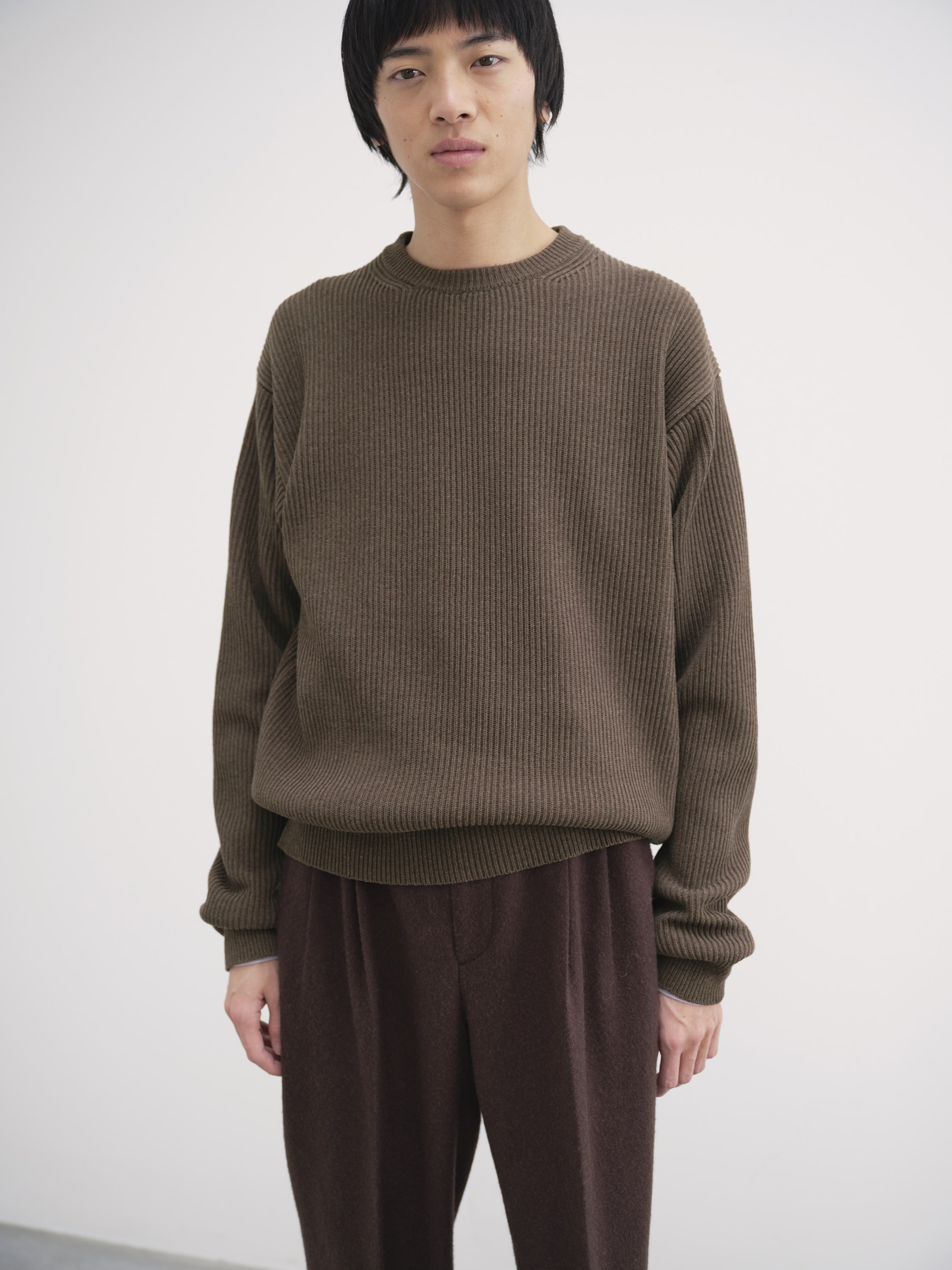 SUPER FINE WOOL RIB KNIT P/O 詳細画像 TOP BROWN 2