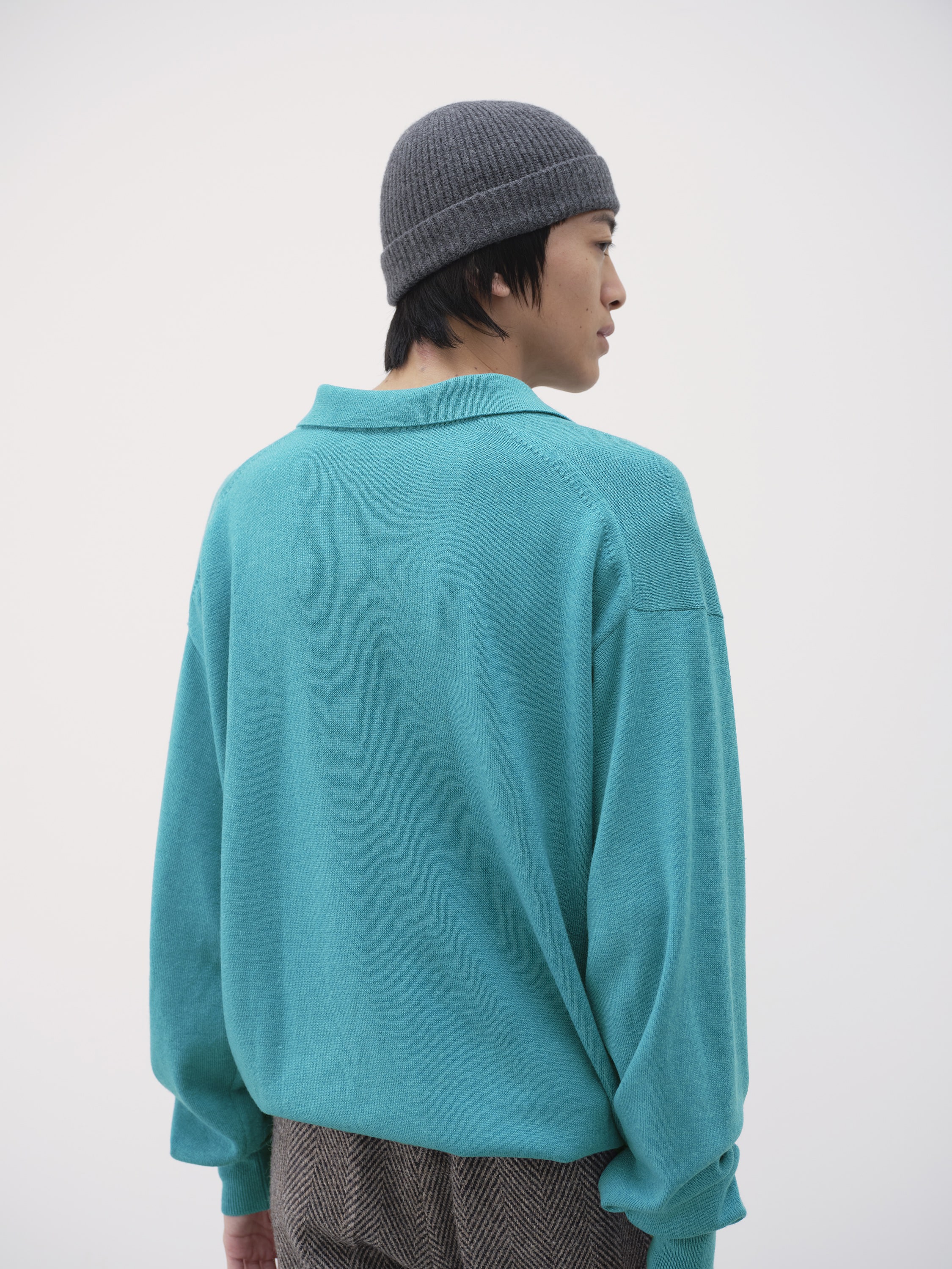 CASHMERE SILK WOOL KNIT POLO 詳細画像 AQUA BLUE 3