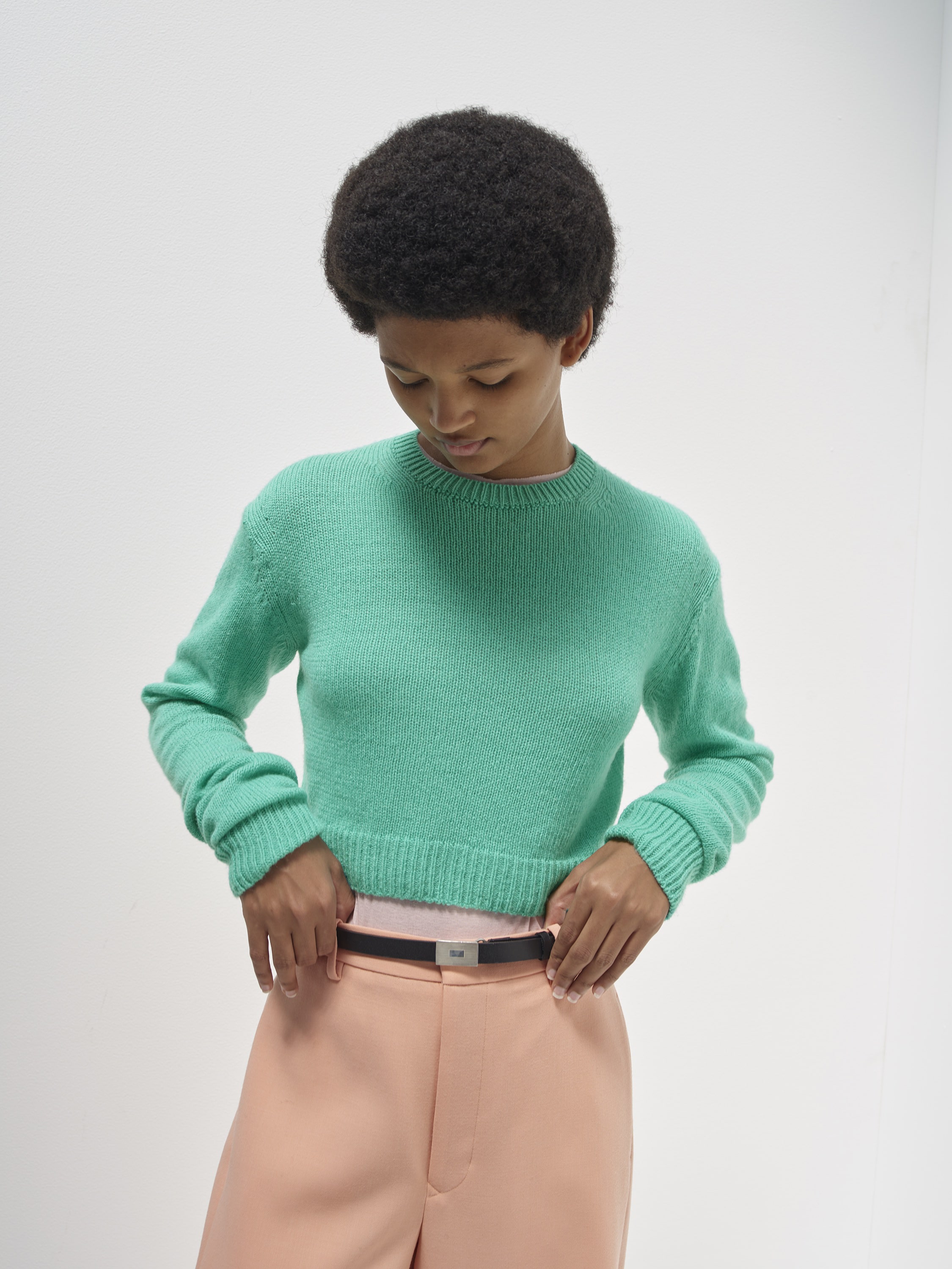 WOOL CASHMERE SILK KNIT SHORT P/O 詳細画像 AQUA GREEN 2