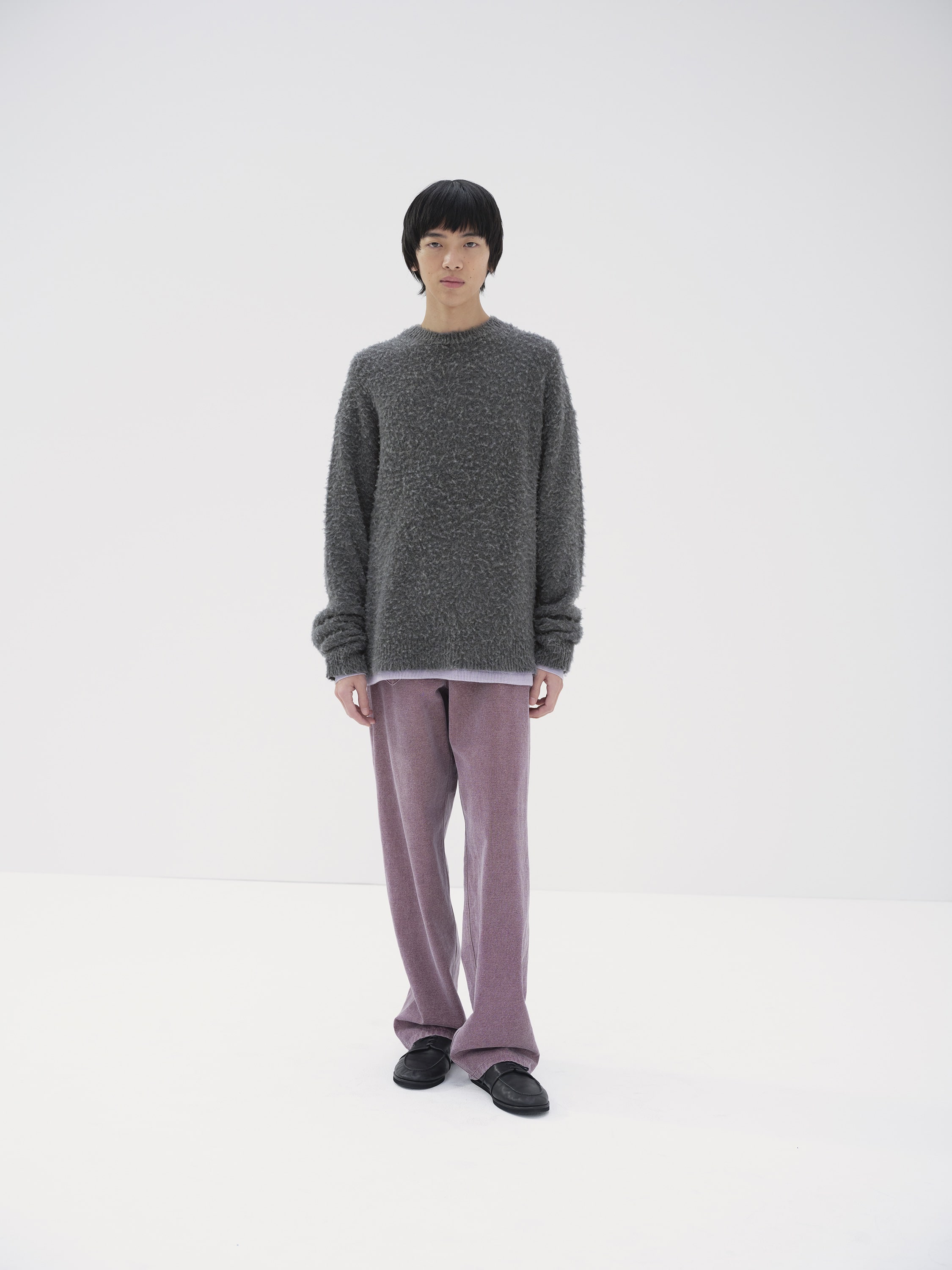 BRUSHED WOOL CASHMERE SILK KNIT P/O 詳細画像 GRAY 1