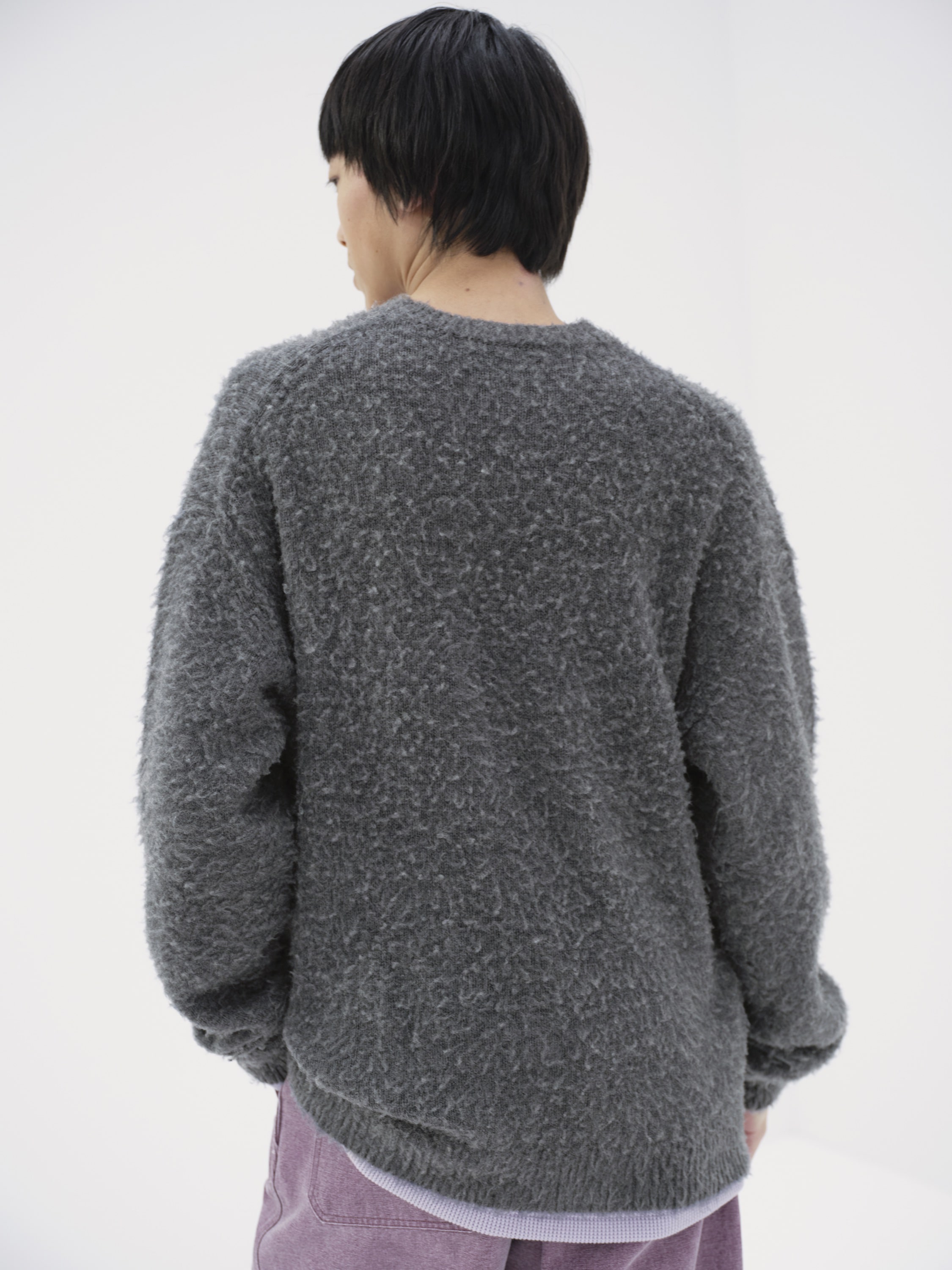 BRUSHED WOOL CASHMERE SILK KNIT P/O 詳細画像 GRAY 4