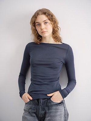 HIGH GAUGE SHEER RIB BOAT NECK L/S TEE