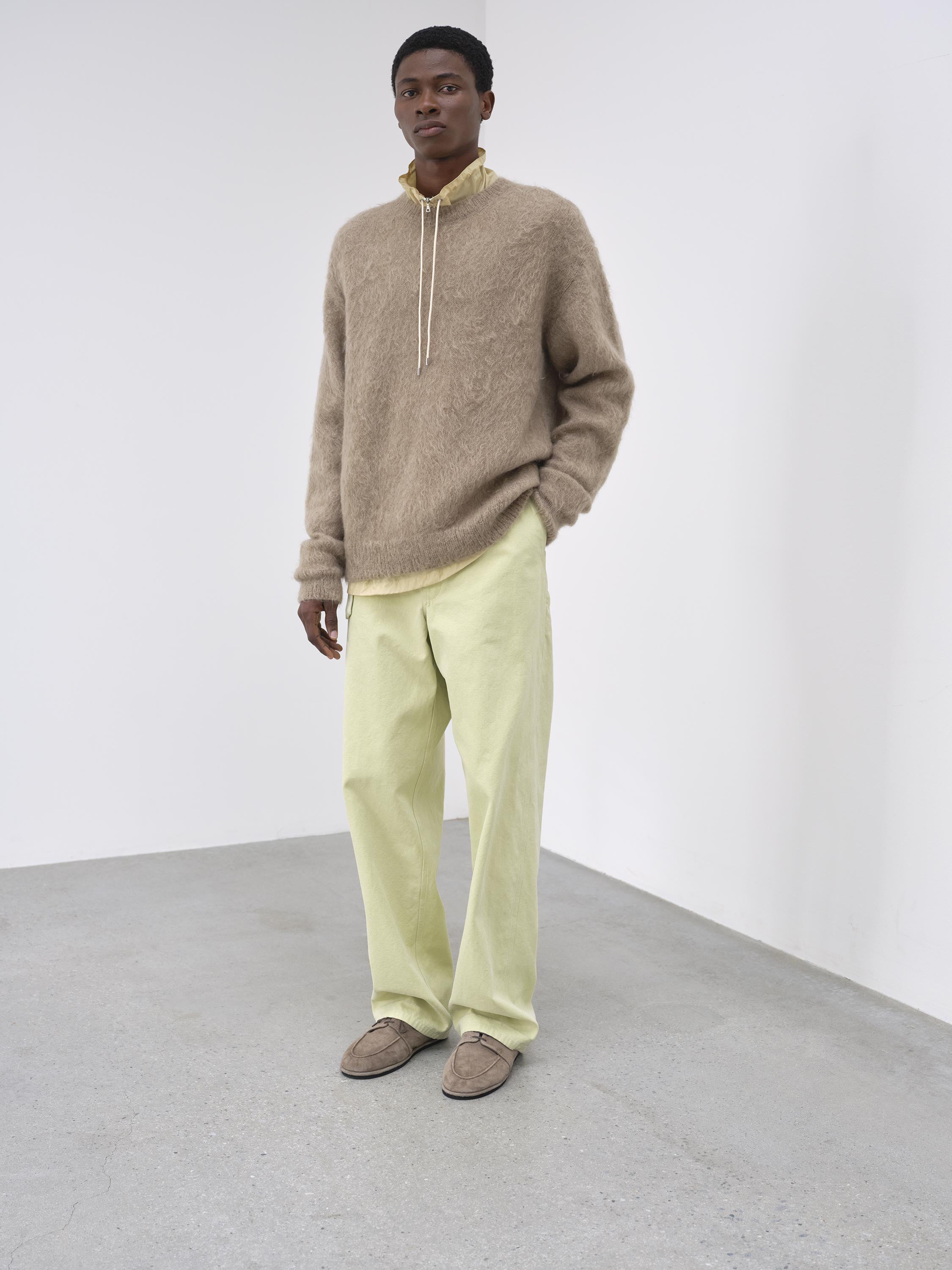 WASHED ORGANIC CANVAS BELTED PANTS