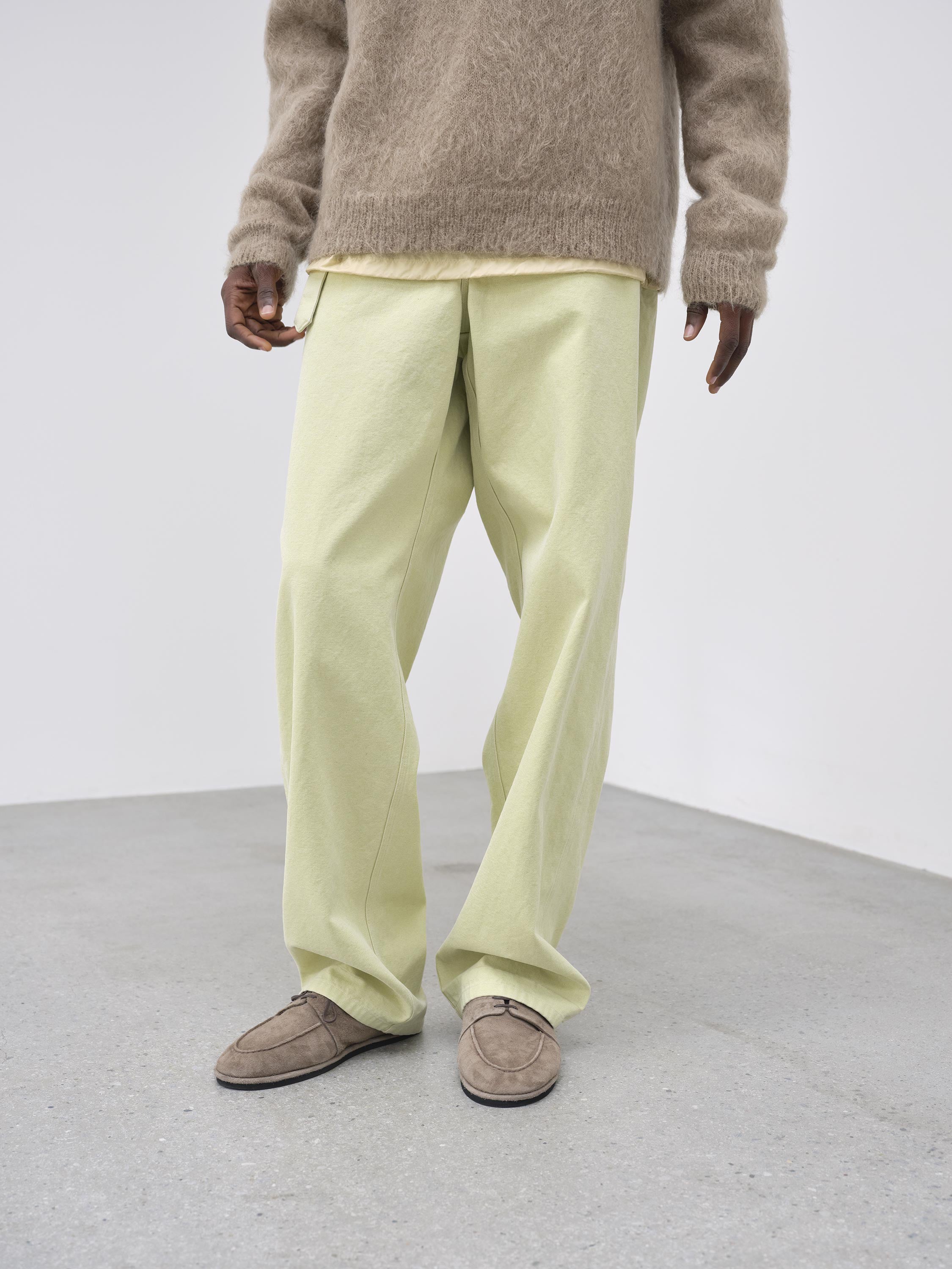 WASHED ORGANIC CANVAS BELTED PANTS 詳細画像 LIME GREEN 2