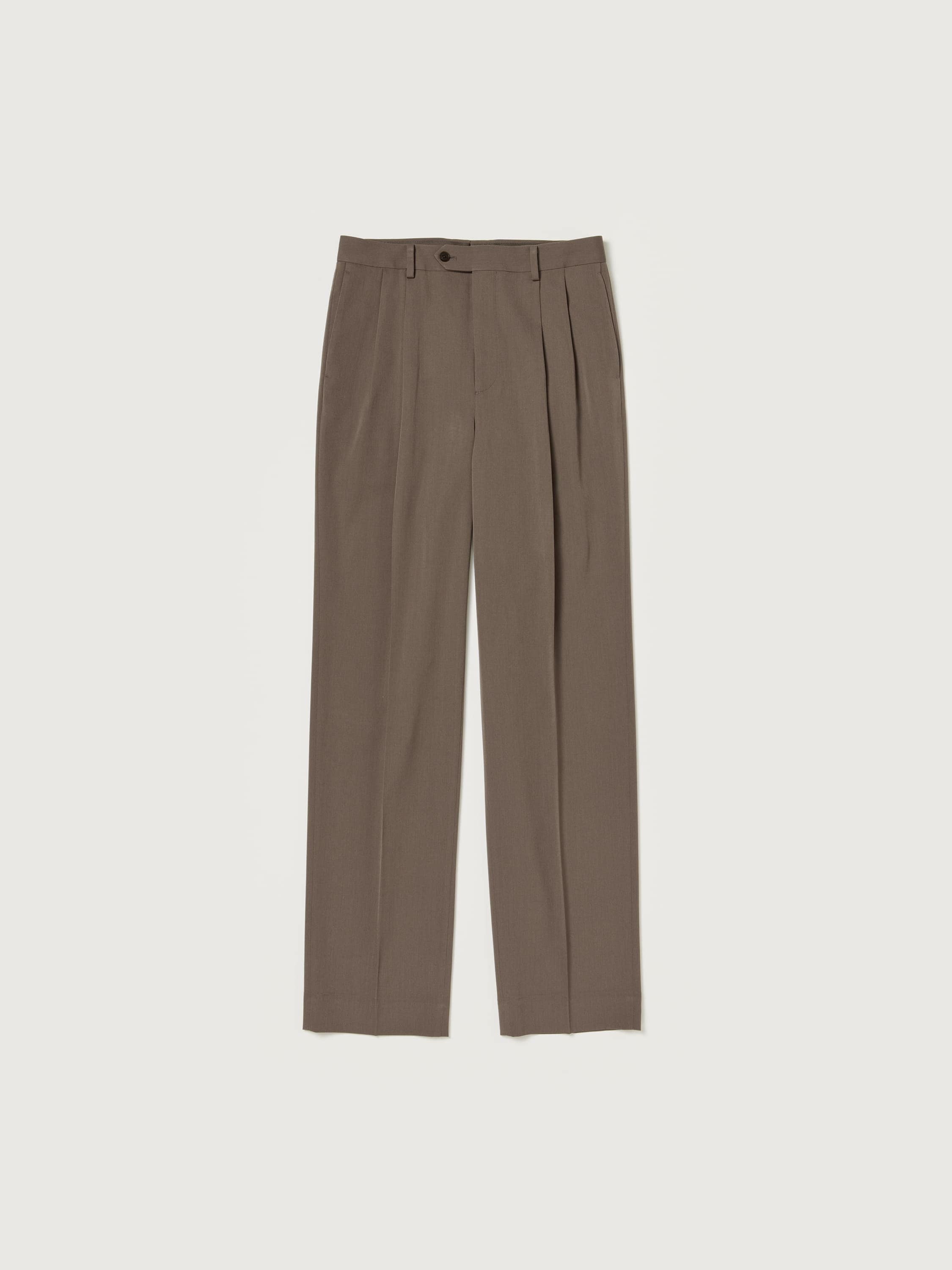 LIGHT WOOL MAX GABARDINE TWO-TUCK SLACKS 詳細画像 TOP BROWN 1