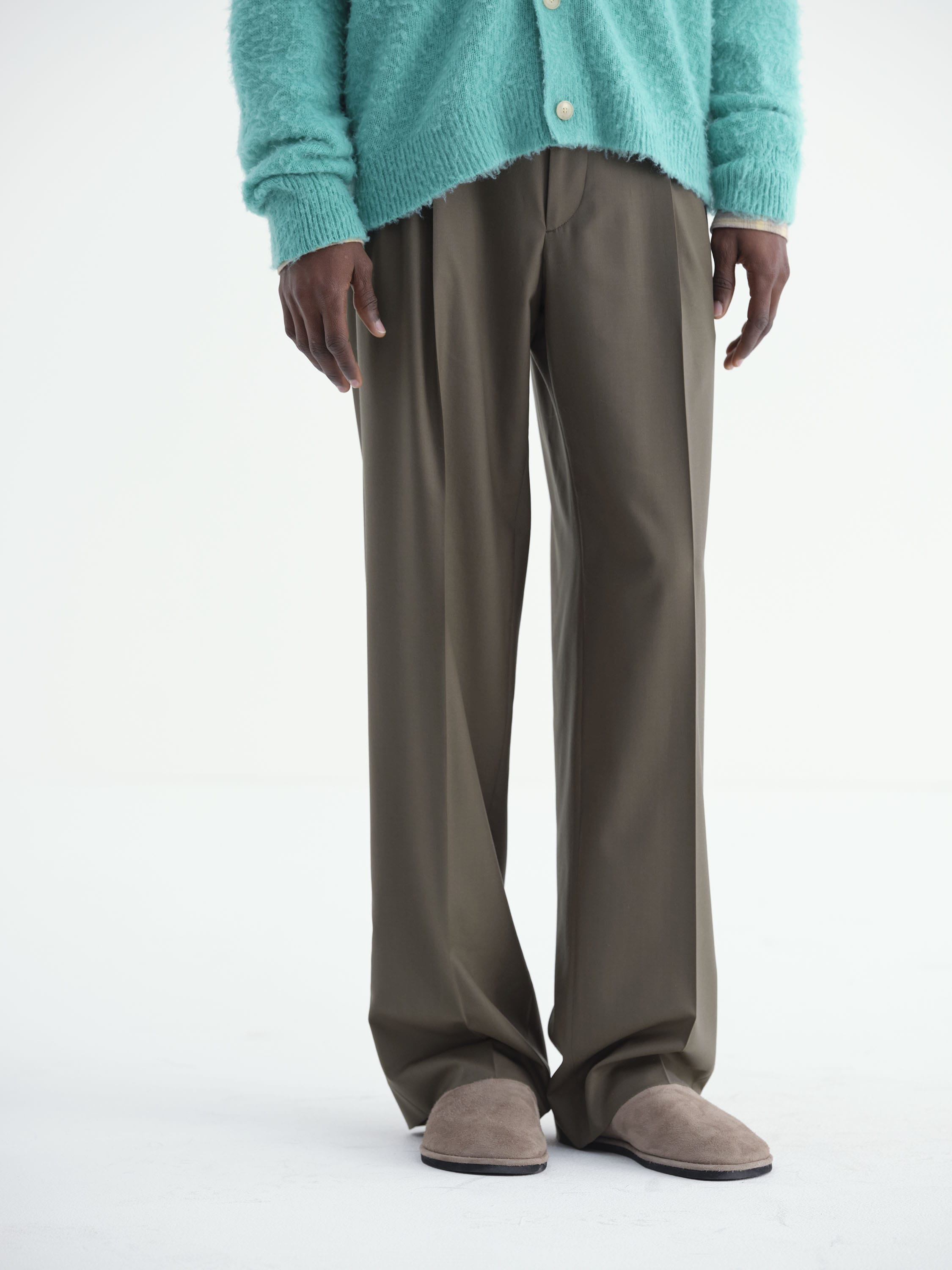 SUPER FINE TROPICAL WOOL SLACKS 詳細画像 DARK KHAKI 1