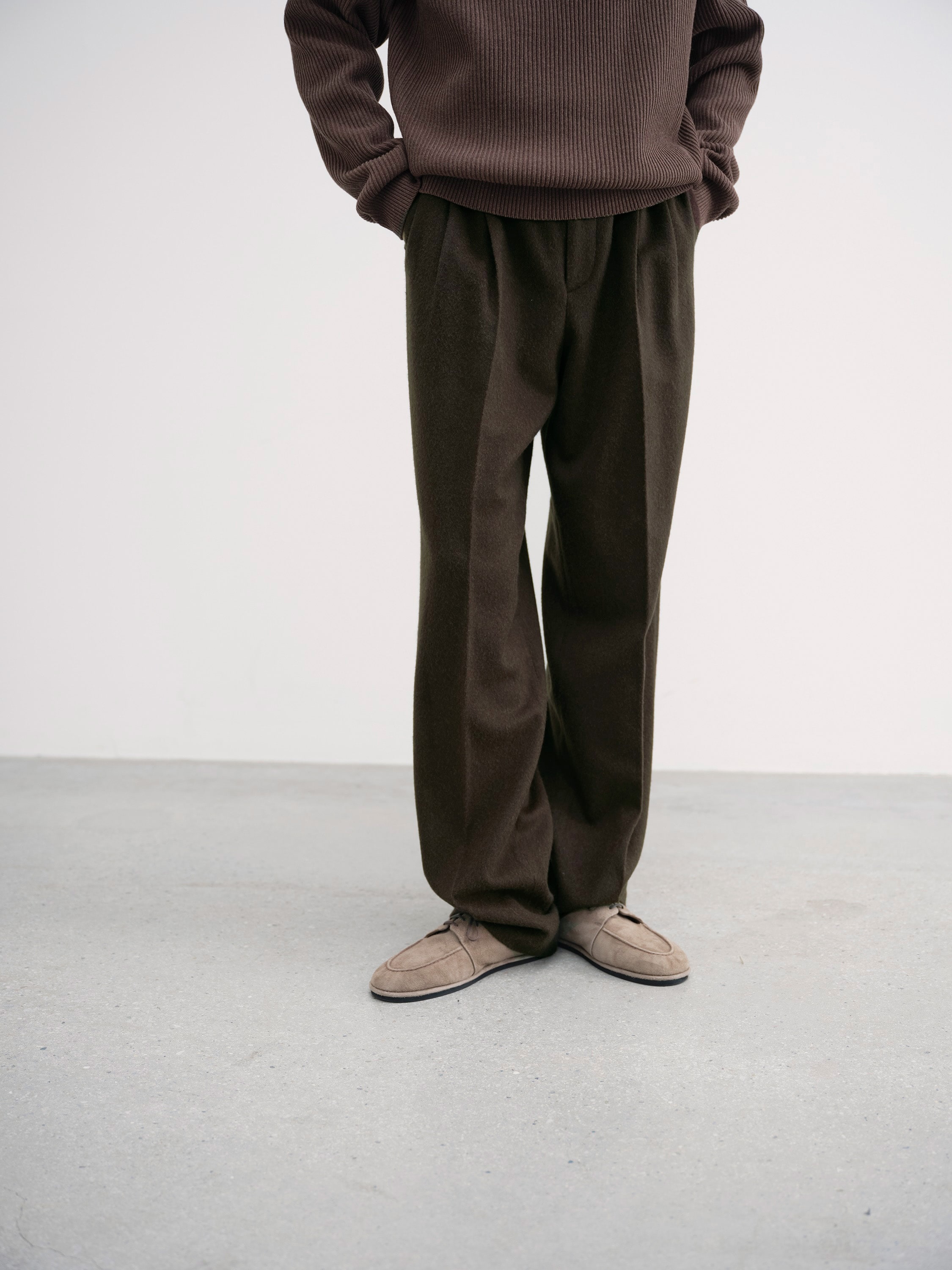 BABY CAMEL FLANNEL SLACKS 詳細画像 DARK BROWN 3