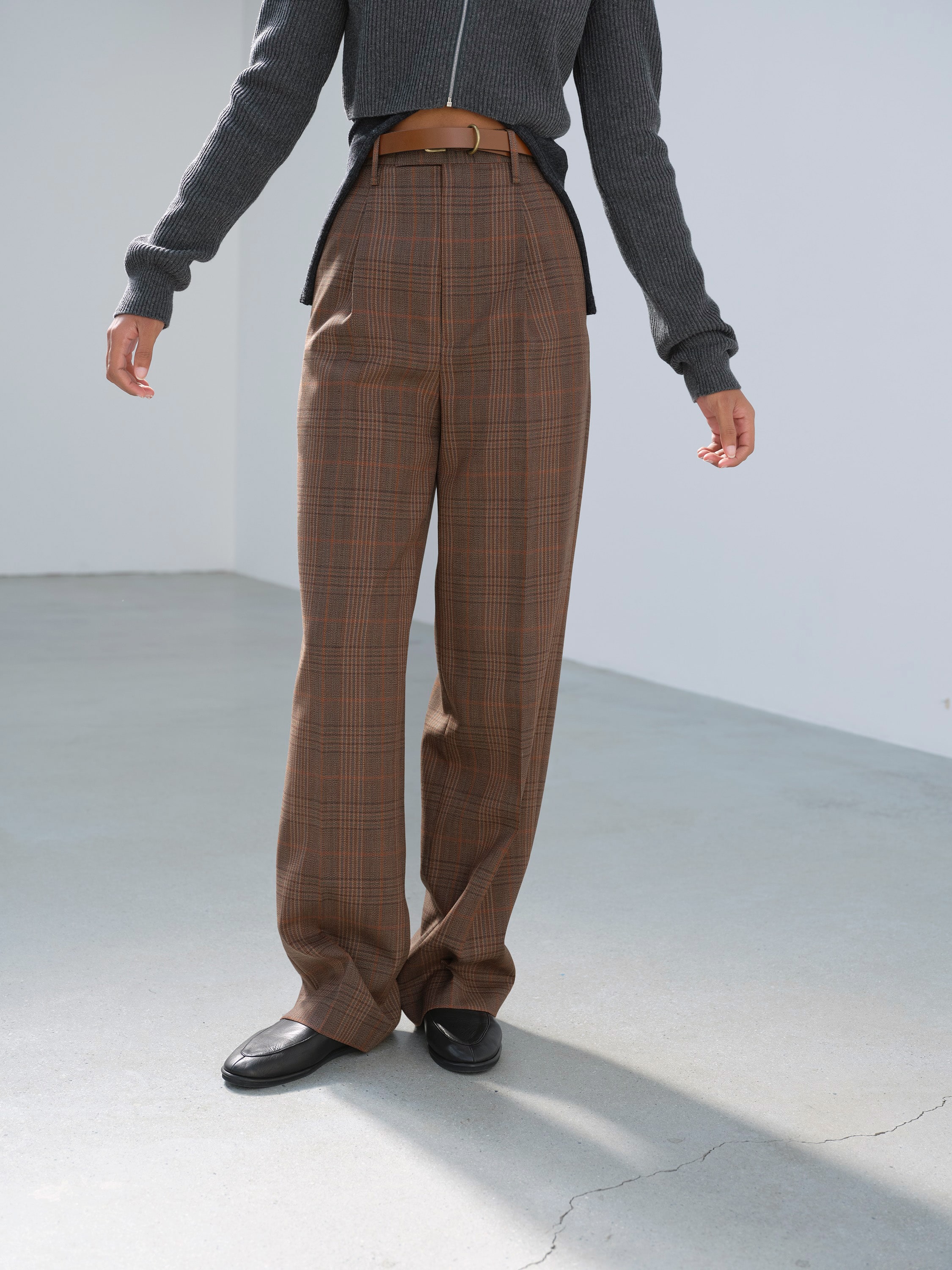 BLUEFACED WOOL CHECK SLACKS 詳細画像 BROWN CHECK 3