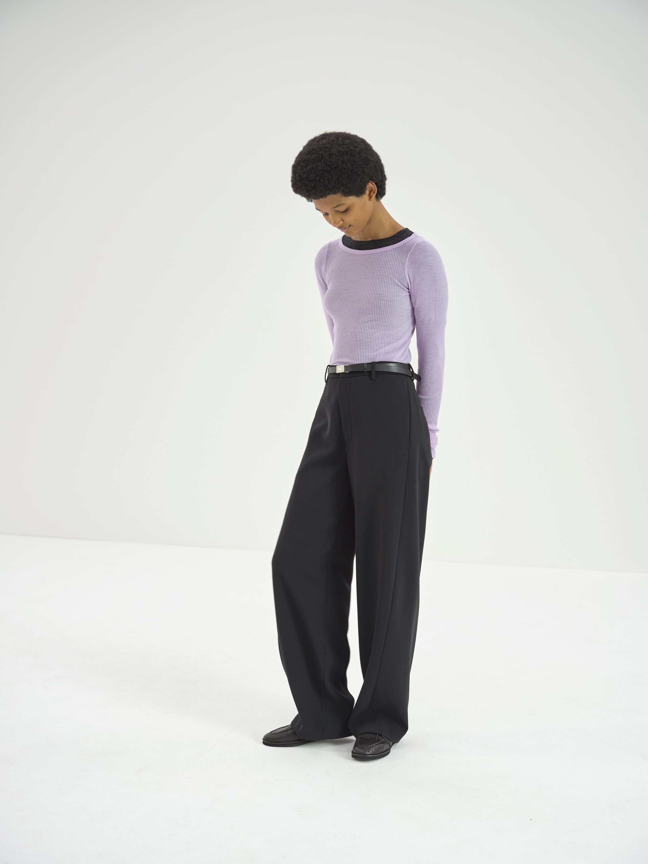 WOOL SOFT RIB CREW NECK P/O 詳細画像 LIGHT PURPLE 1