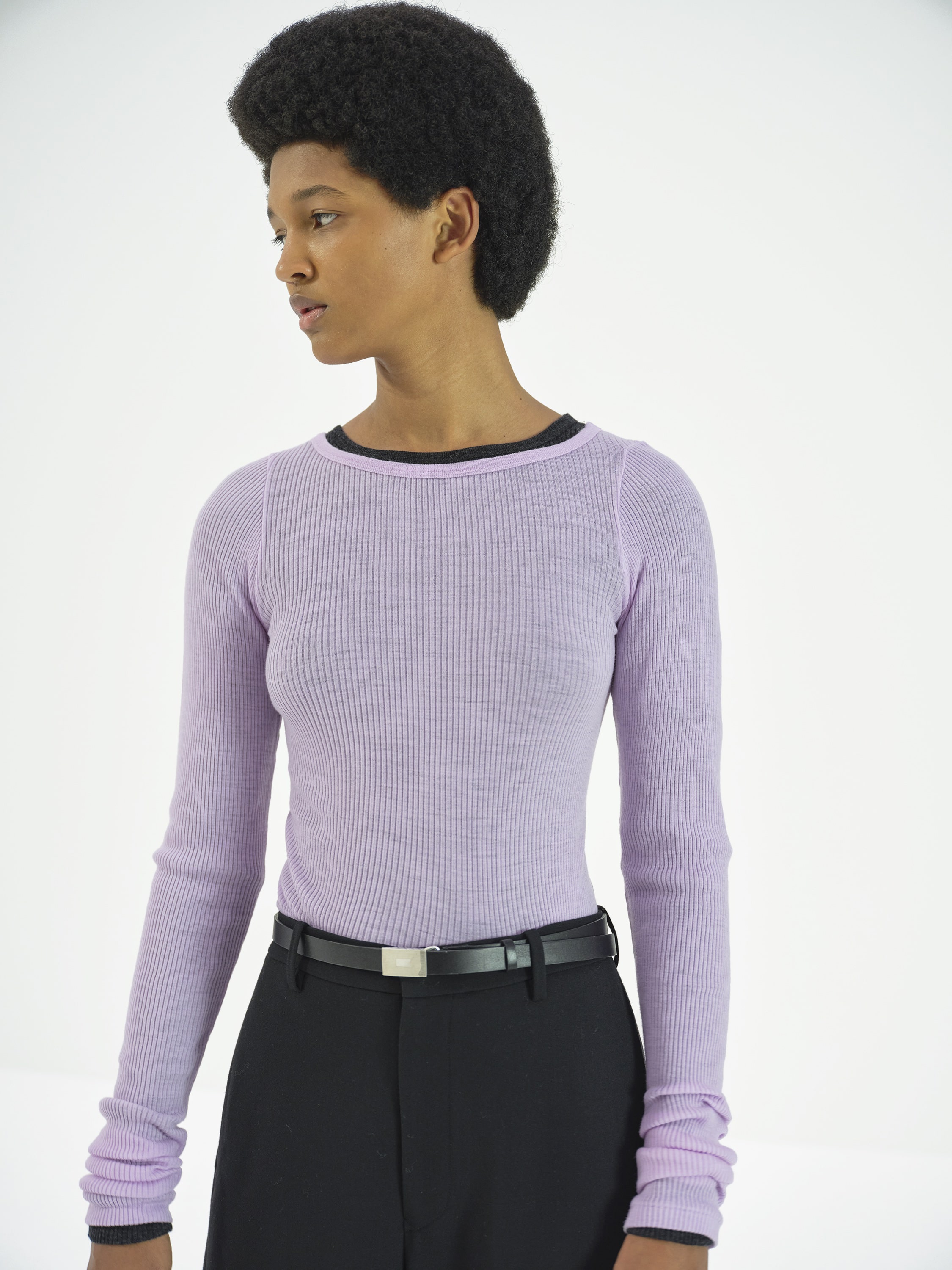 WOOL SOFT RIB CREW NECK P/O 詳細画像 LIGHT PURPLE 3