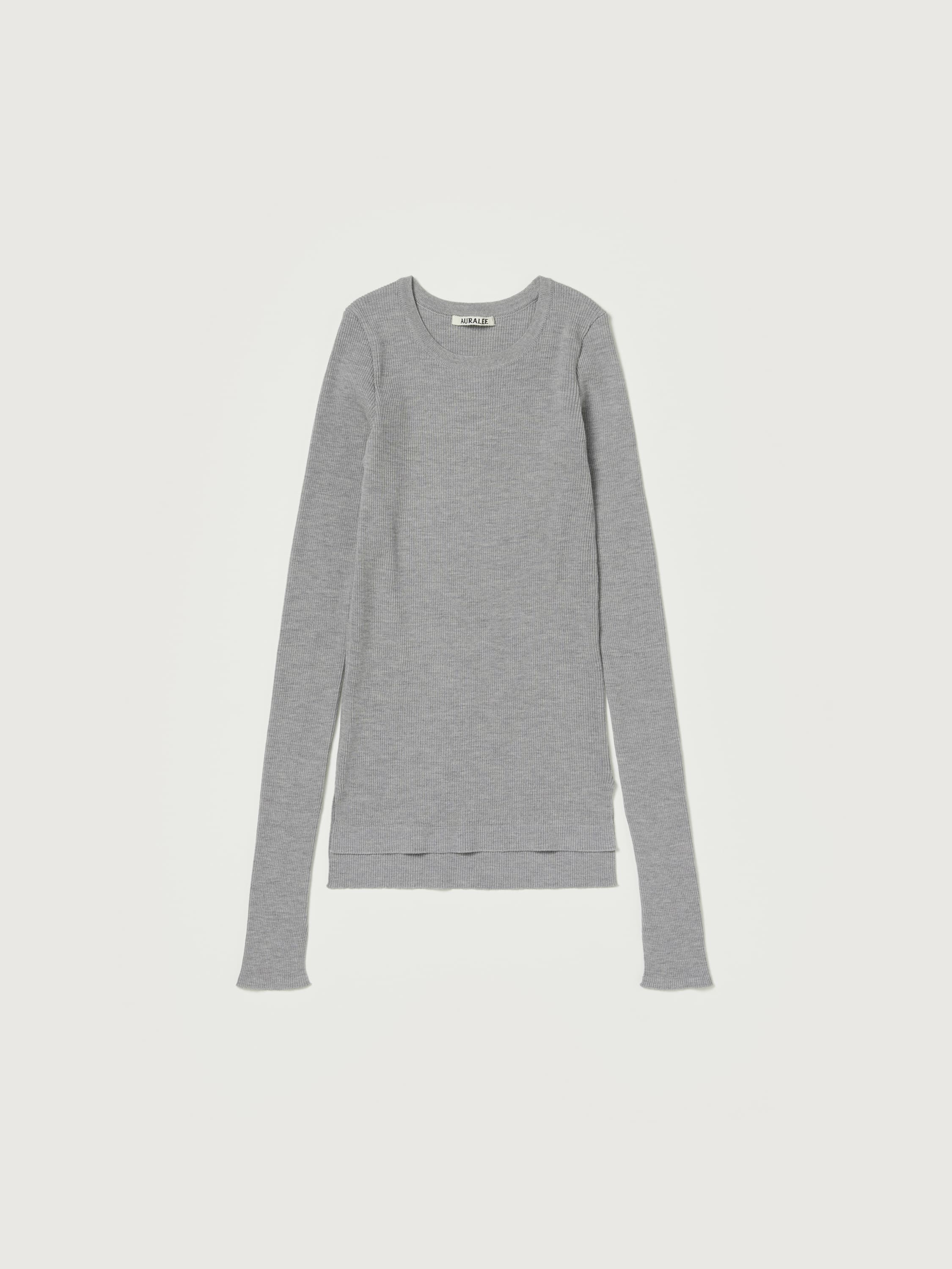 SUPER FINE WOOL HIGH GAUGE RIB KNIT P/O 詳細画像 TOP GRAY 1