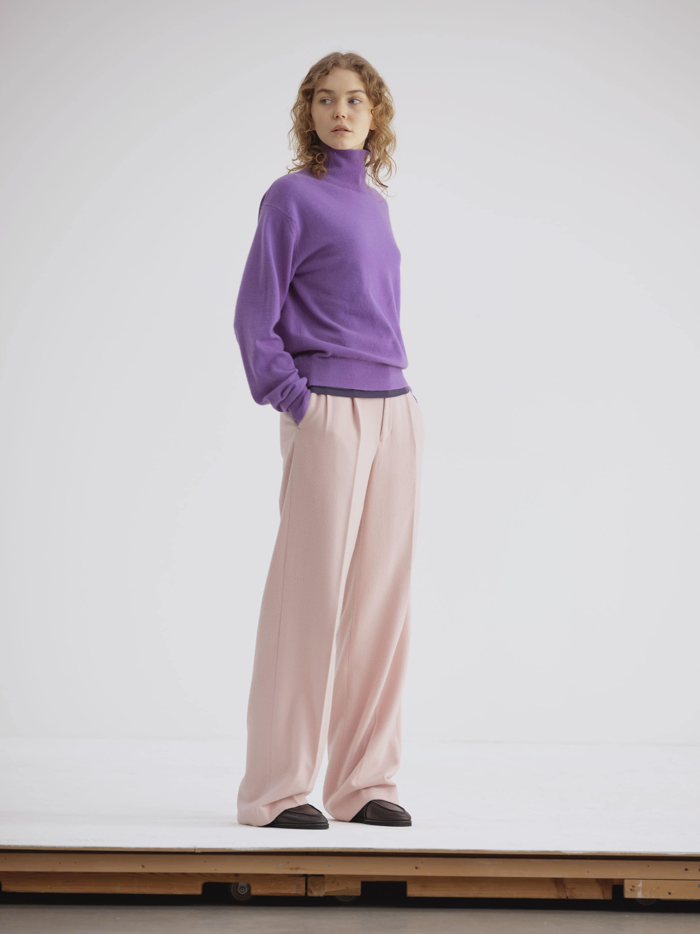 BRUSHED SUPER FINE WOOL FLANNEL SLACKS 詳細画像 LIGHT PINK 1