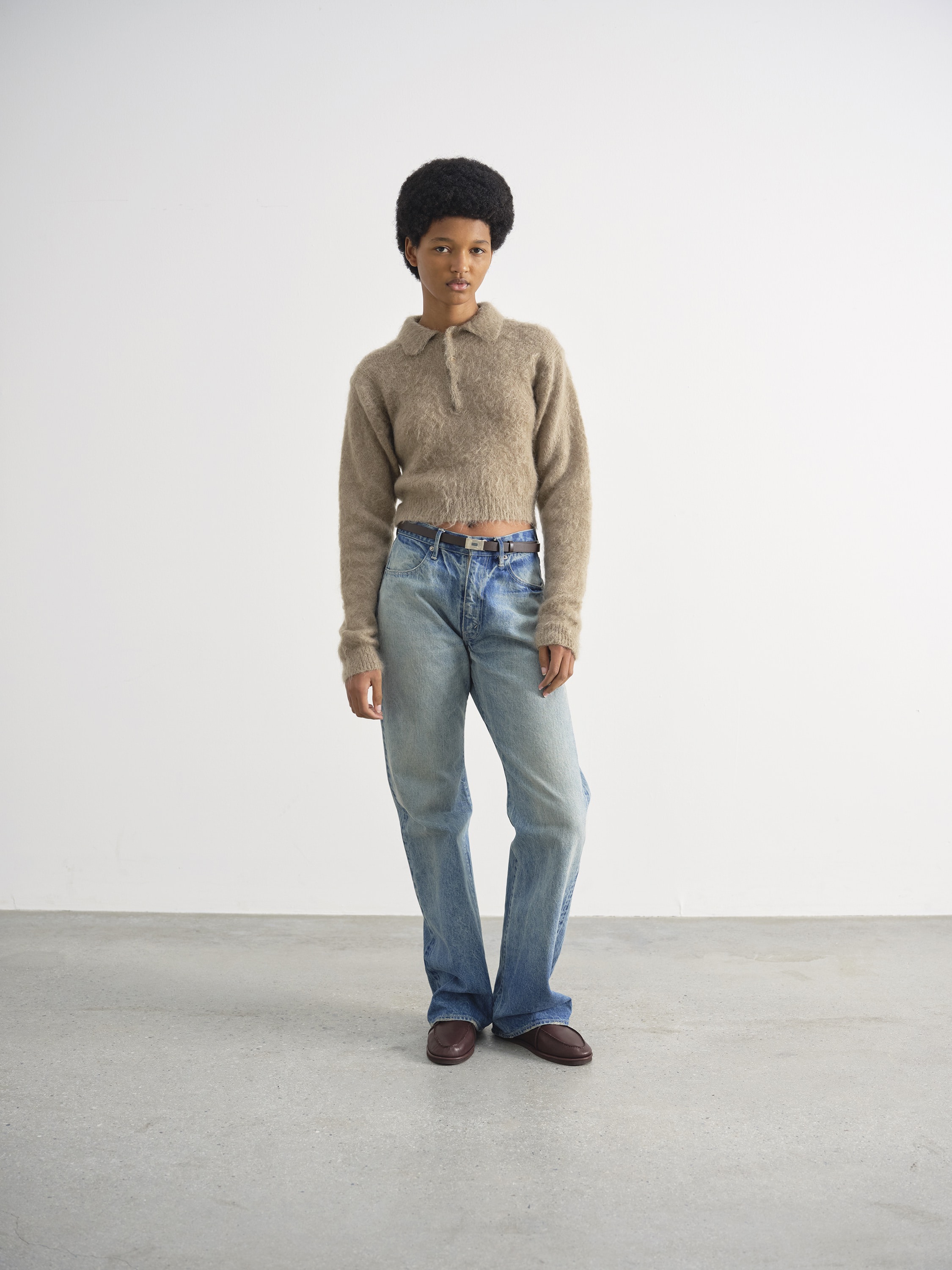 BRUSHED SUPER KID MOHAIR KNIT SHORT POLO - AURALEE Official Website