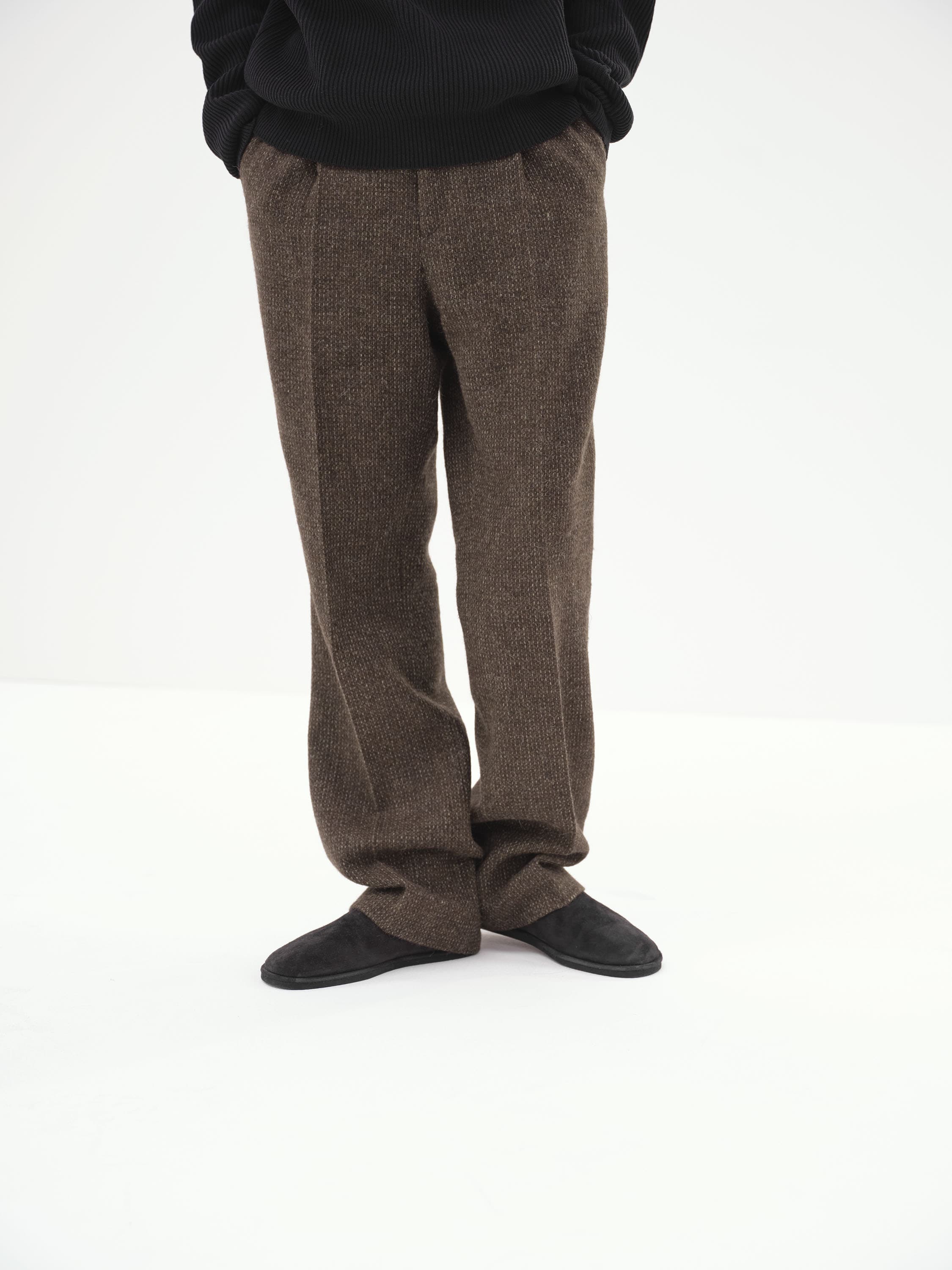 LAMA SHETLAND WOOL TWEED SLACKS 詳細画像 BROWN TWEED 2