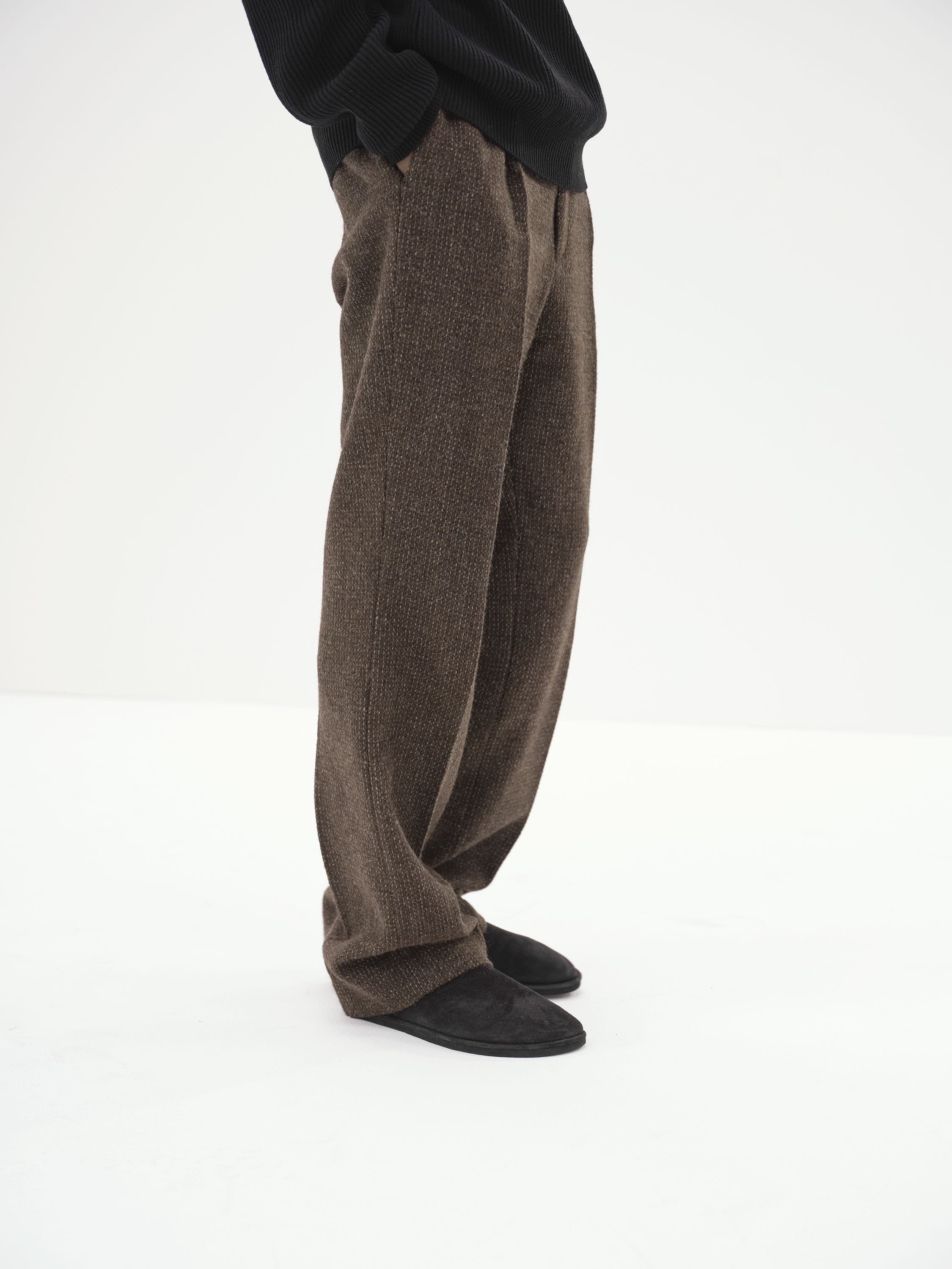 LAMA SHETLAND WOOL TWEED SLACKS 詳細画像 BROWN TWEED 3