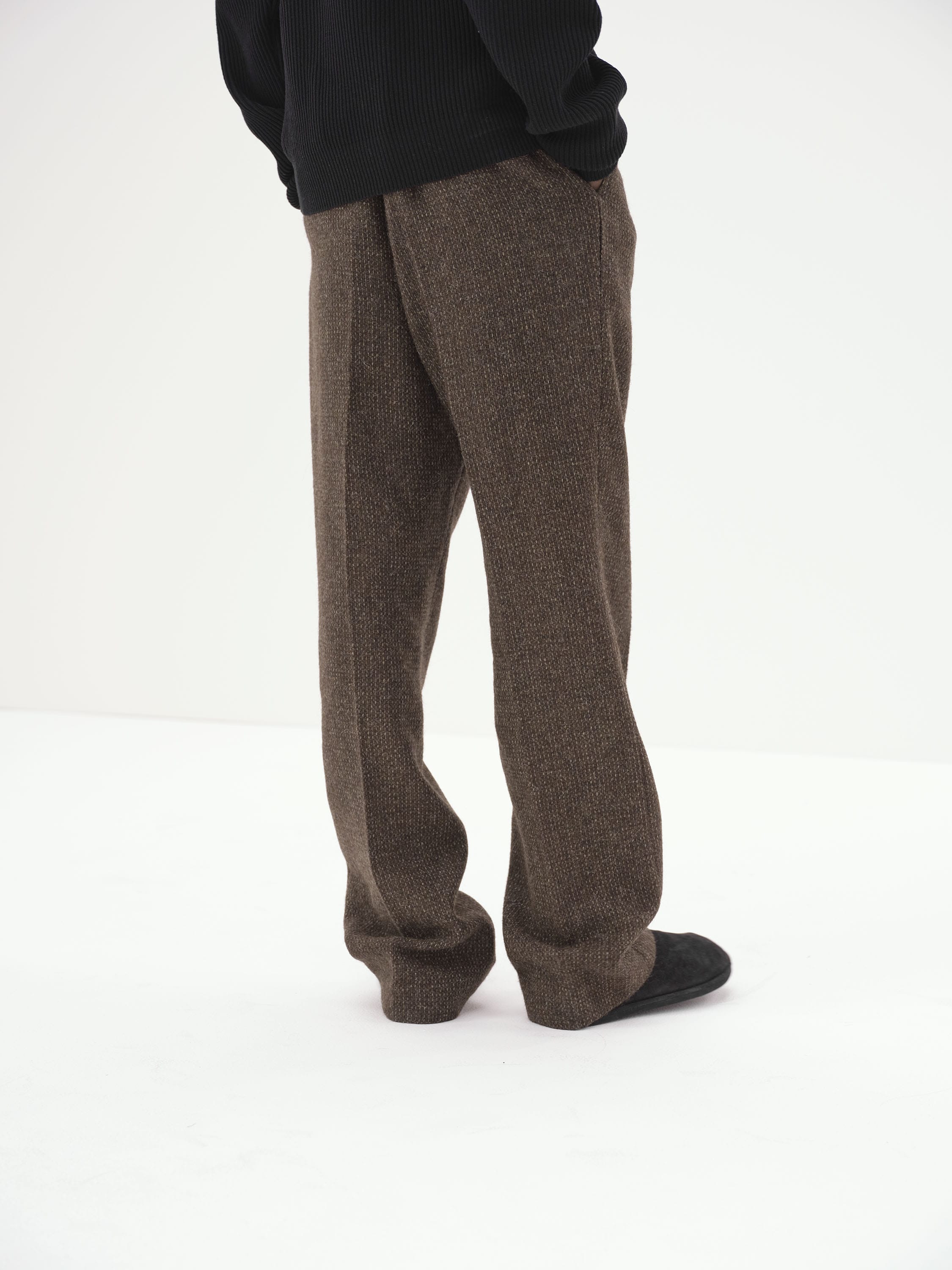 LAMA SHETLAND WOOL TWEED SLACKS 詳細画像 BROWN TWEED 4