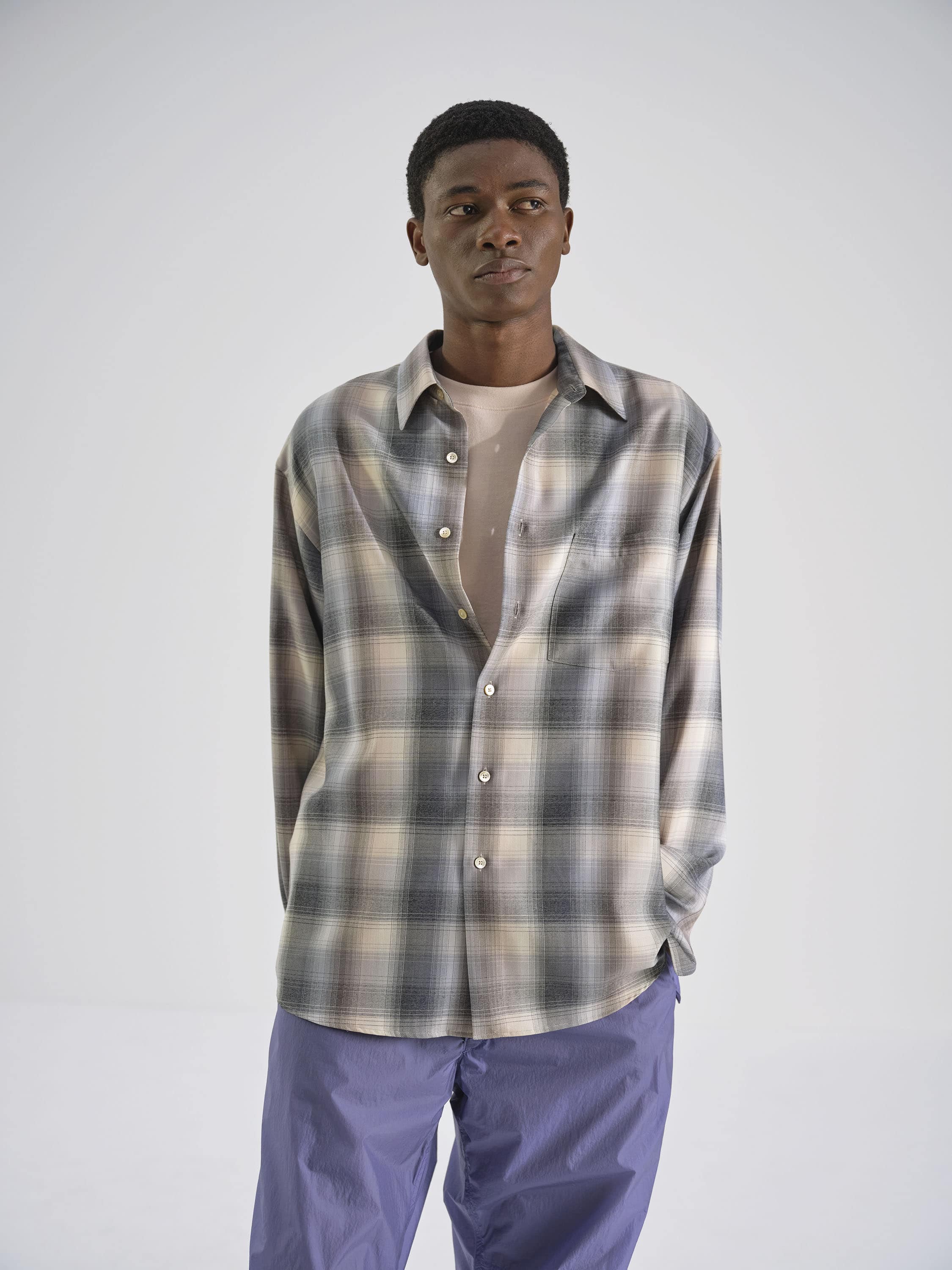 SUPER LIGHT WOOL CHECK SHIRT 詳細画像 BEIGE BLUE CHECK 1