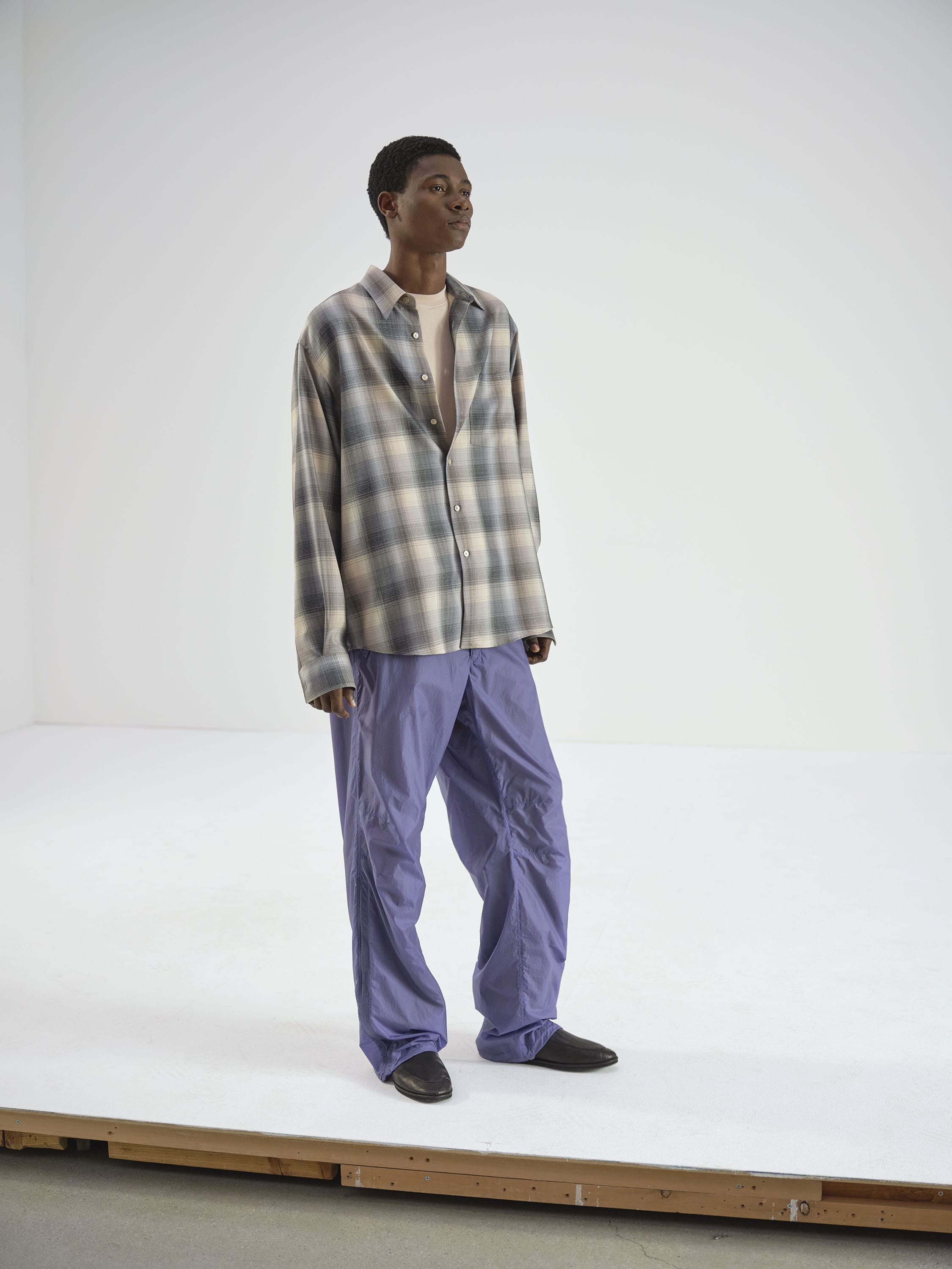 SUPER LIGHT WOOL CHECK SHIRT 詳細画像 BEIGE BLUE CHECK 2