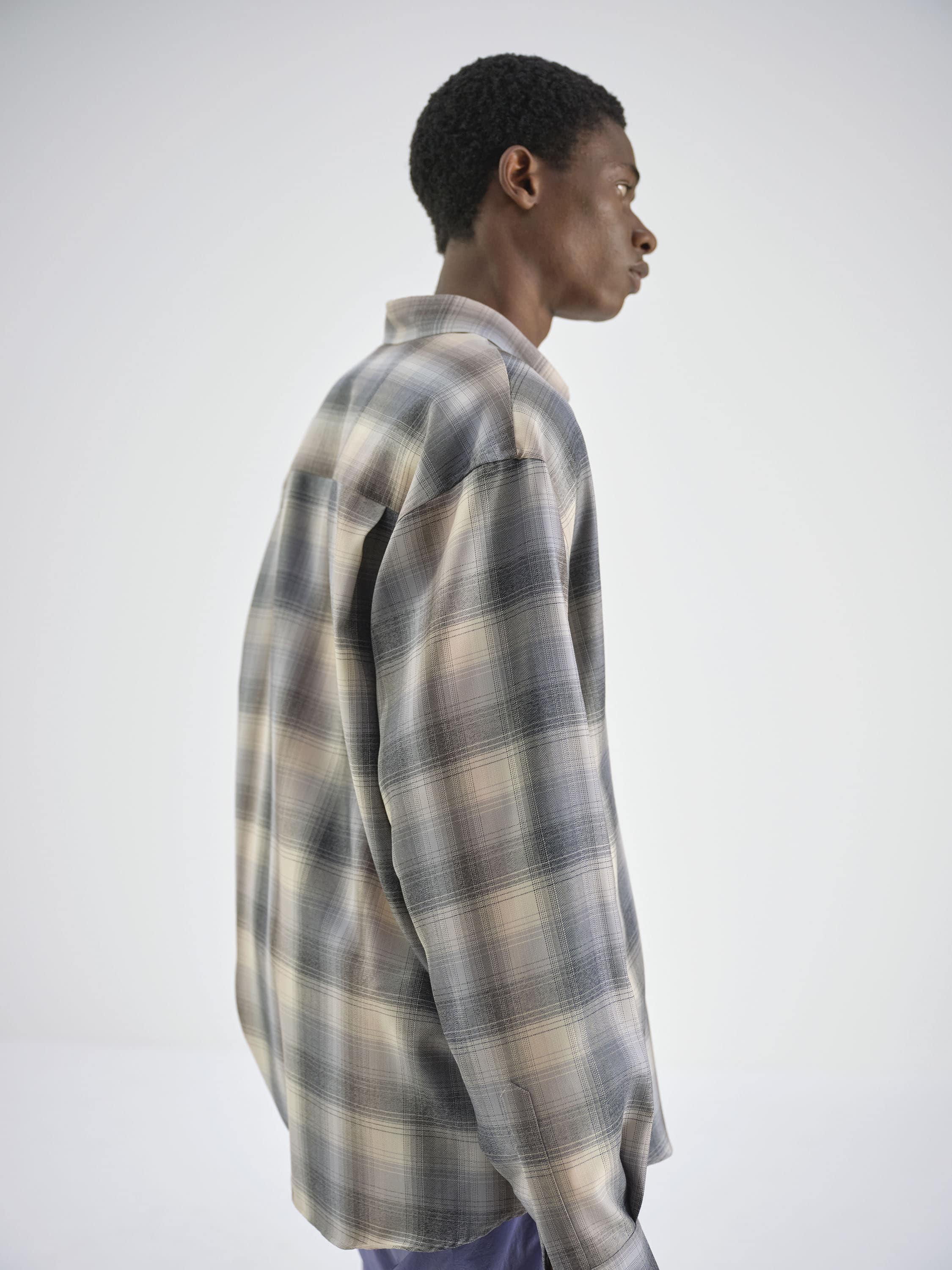 SUPER LIGHT WOOL CHECK SHIRT 詳細画像 BEIGE BLUE CHECK 3